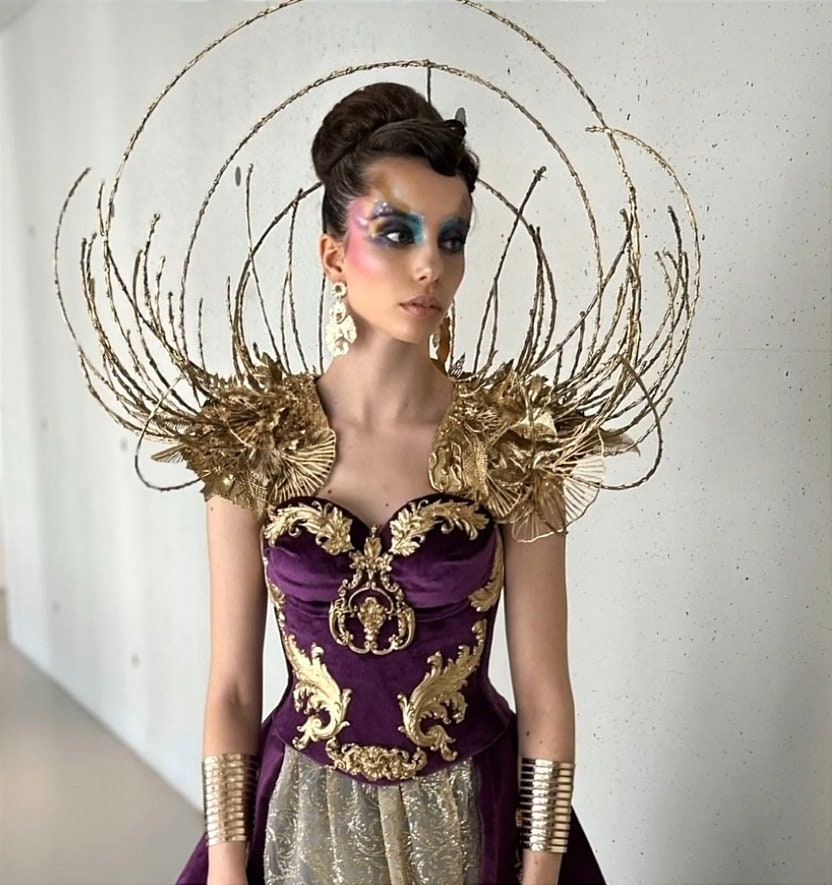Cage Royal Fantaisie - Cou Col - Reine Maléfique - Unisexe - Dark Beauty - Costume -Headdress - Gala Bal Festival - prêt à expédier