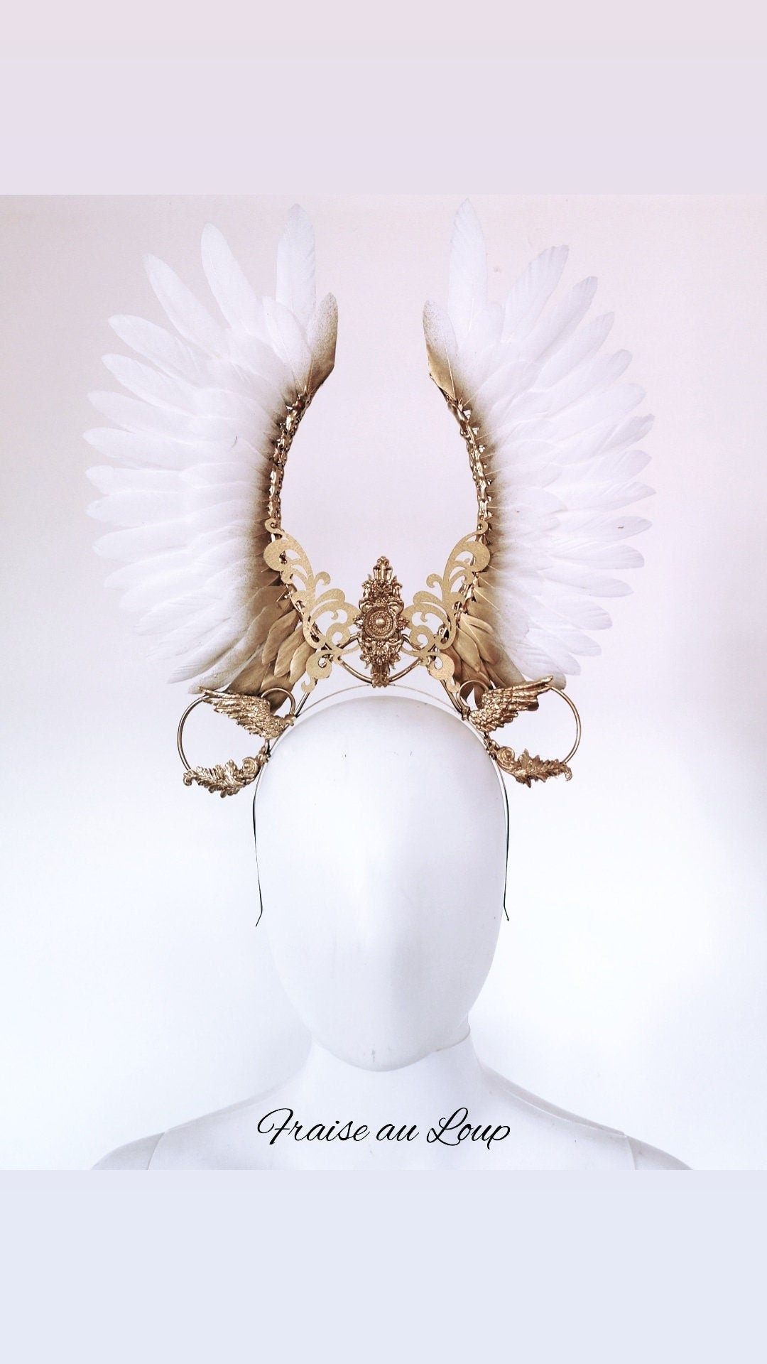 Headpiece - Coiffe Couronne fraise au Loup -Costume - White Swan - Cygne - Valkyrie