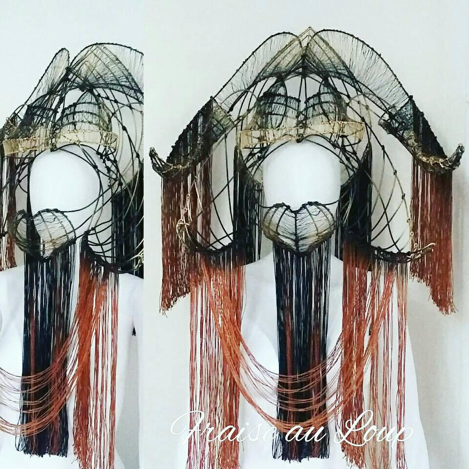 Coiffe masque Fraise au Loup - Faune - Unisexe - Evil Ange - Dark Beauty - Goth Asian Chinese Royal Cosplay
