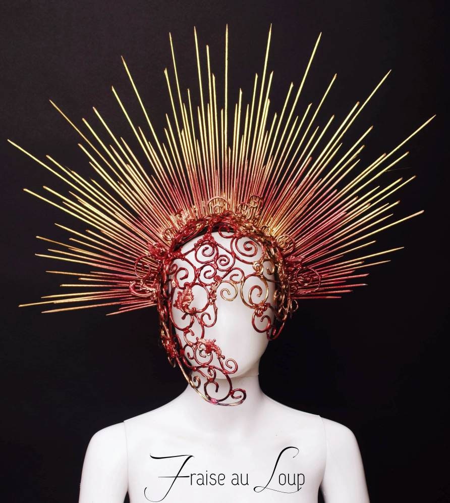 Coiffe Fleurie - Masque - Déesse Bal Venise - Show Cosplay - Gold Fraise au Loup - Prêt à expédier