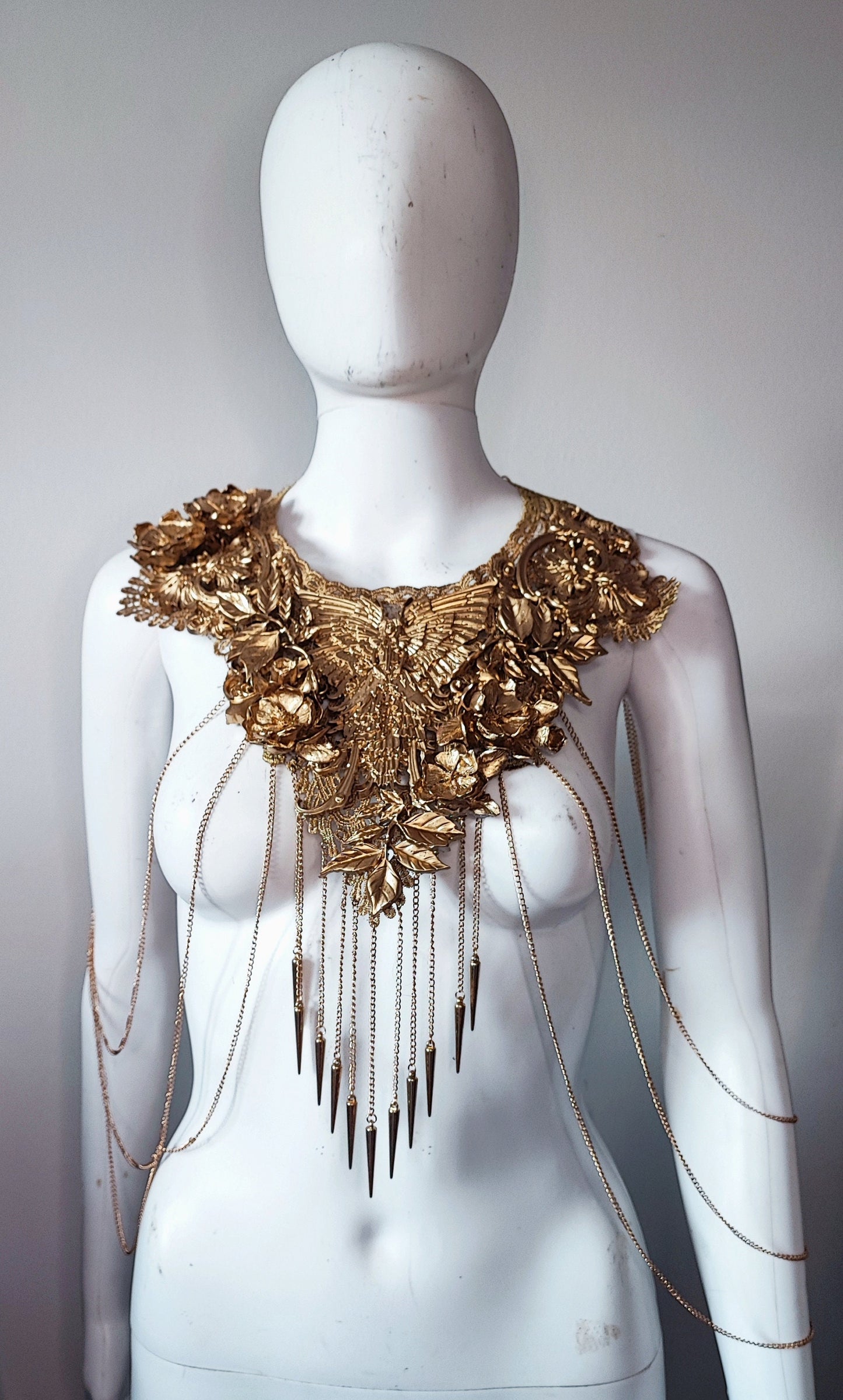 Collier Plastron Dentelle bijou Filigranes Fée baroques et fleurs - Prêt à expédier