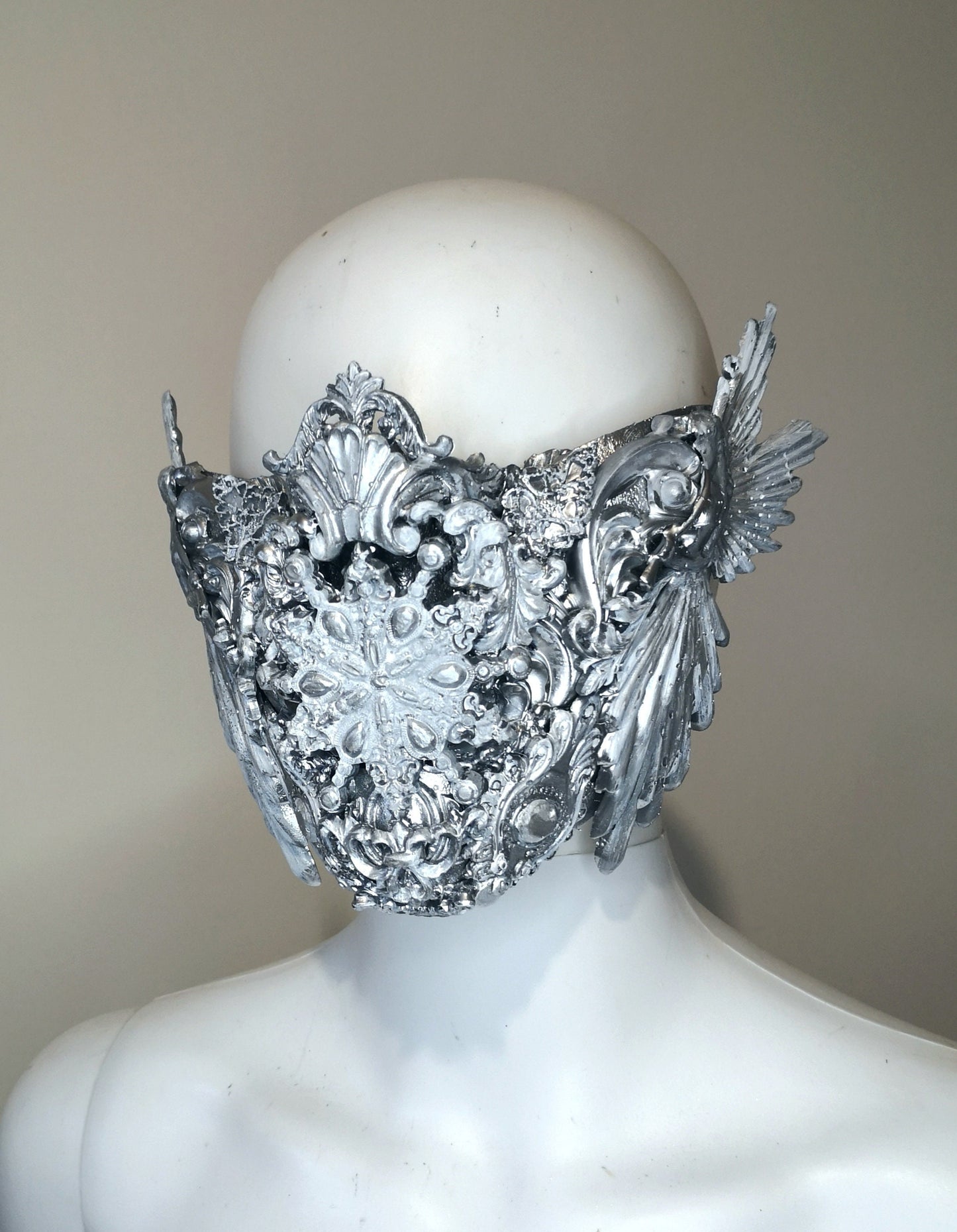Masque baroque, Frozen, reine des glaces, bijou, rococo couture fashion, marie-antoinette, Baroque Fantasy Valkyrie Steampunk