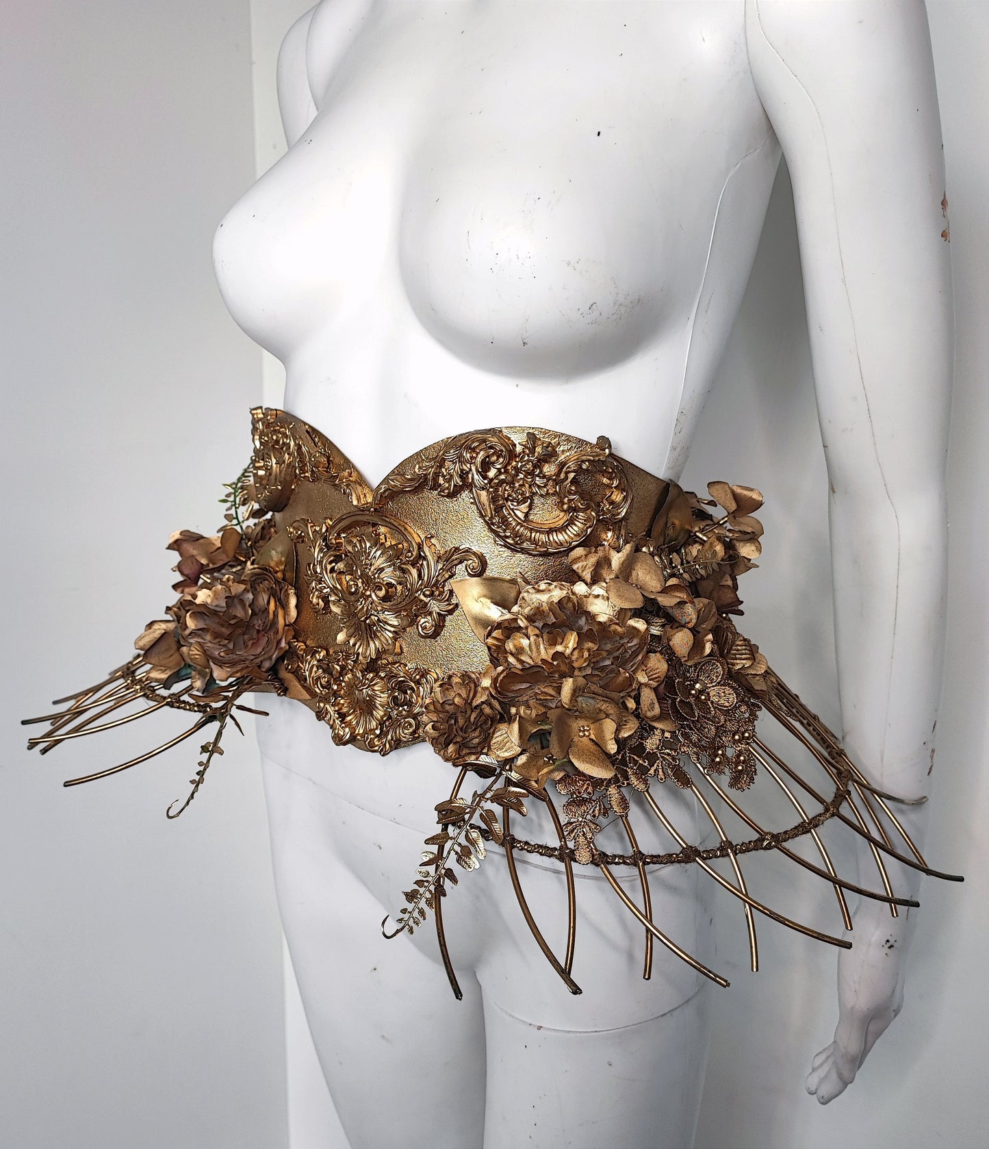 Ceinture Armure Fraise au Loup Costumes - corset Cosplay - Royal - Gold fleuri - Fantasy
