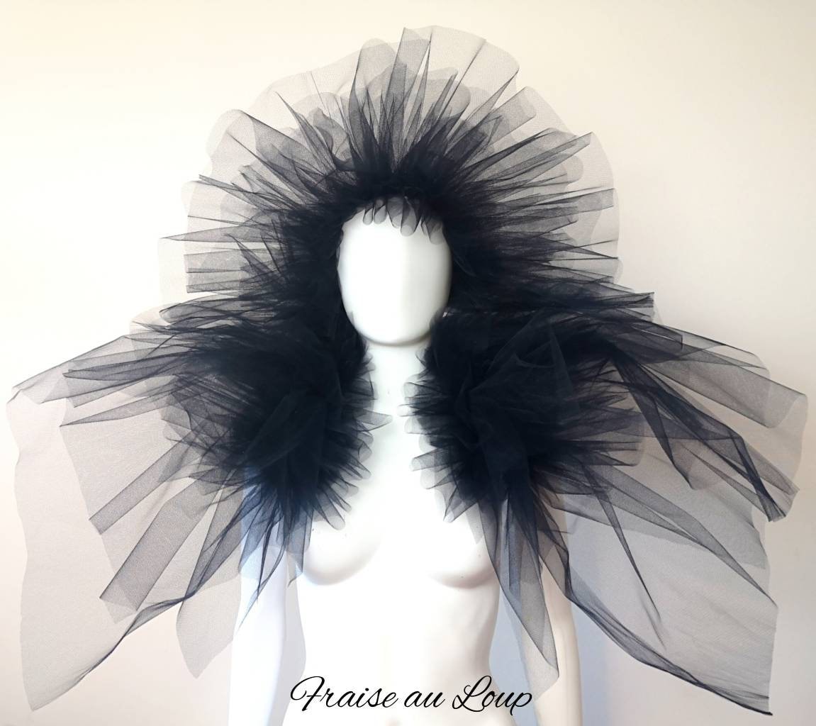 boléro et couronne. Ensemble en tulle Pierrot circus - elizabethan neck ruff costume - unisex - collar - romantique costume- mariage