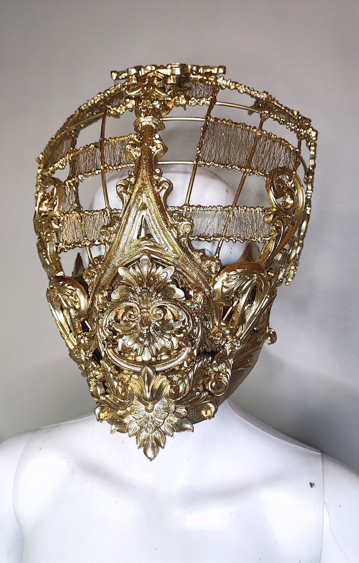Masque cage baroque, bijou, rococo couture fashion, filigree, Baroque Fantasy Valkyrie Steampunk. Unique. Prêt à expédier