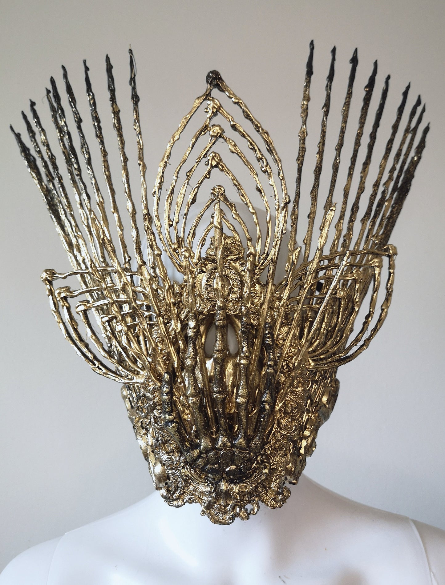 Masque baroque, bijou, rococo couture fashion, filigree, Baroque Fantasy Valkyrie Steampunk, squelette