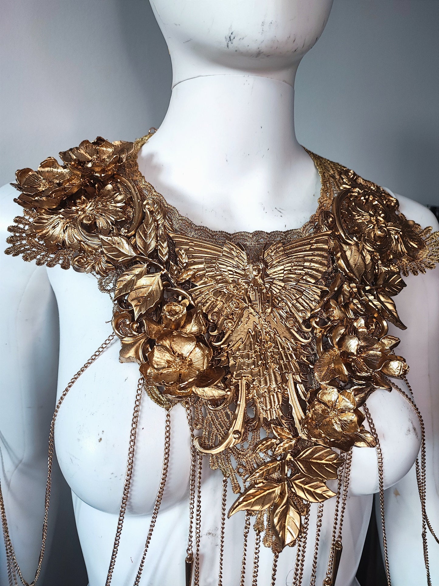 Collier Plastron Dentelle bijou Filigranes Fée baroques et fleurs - Prêt à expédier