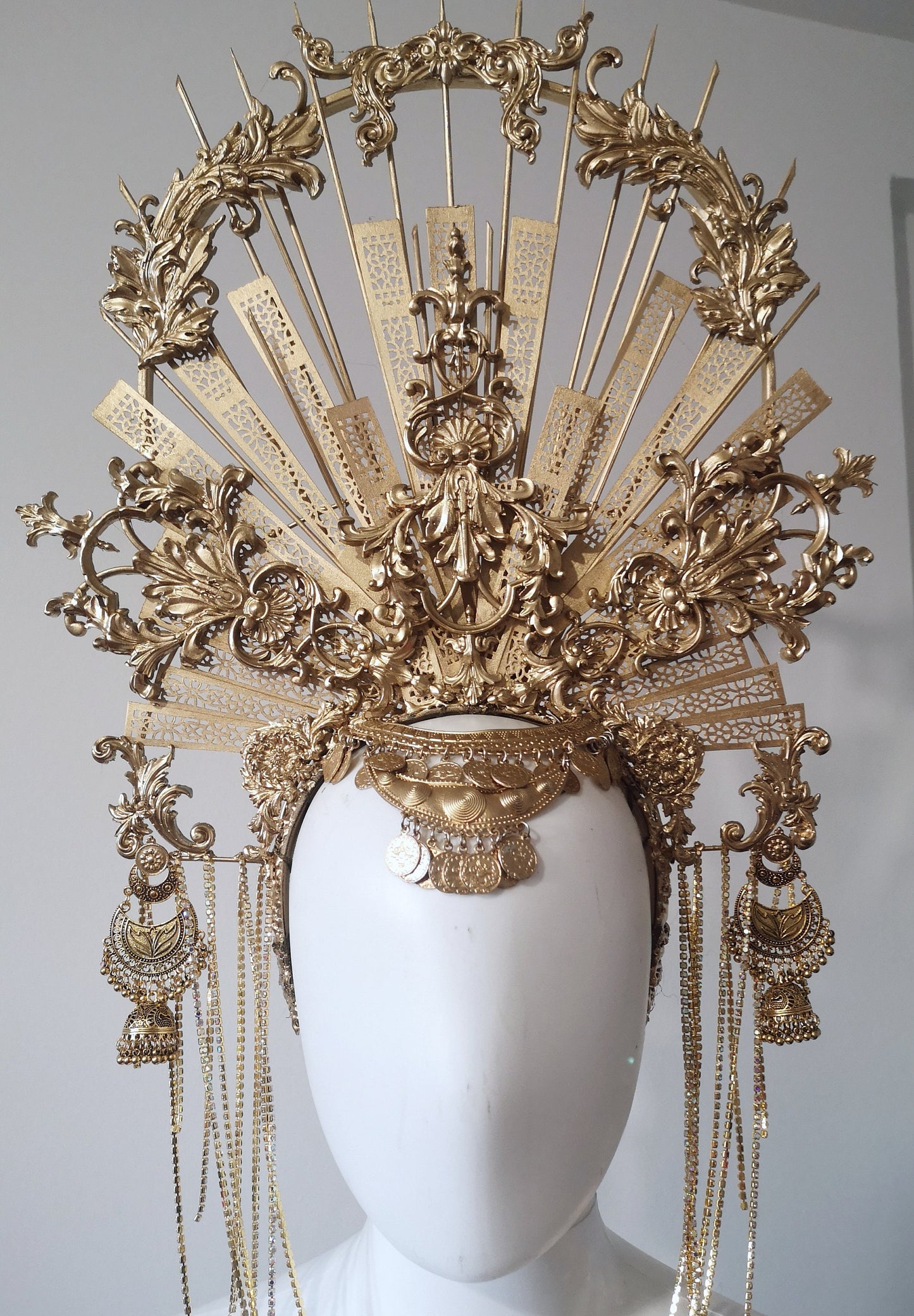 Coiffe halo couronne Céleste, Festival costume, filigranes, bijoudiadème baroque, headband - Met Gala