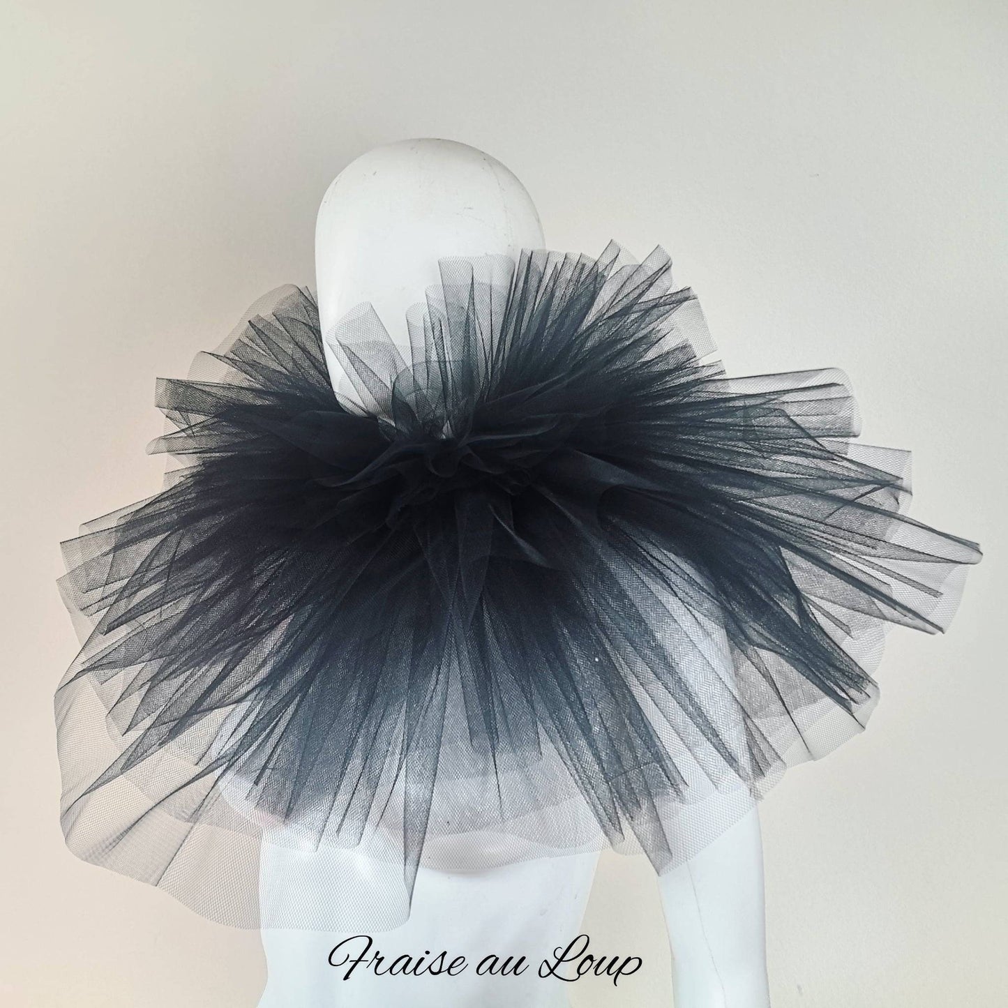 Col fraise en tulle noir - Pierrot costume - col renaissance - clown- unisexe - burlesque