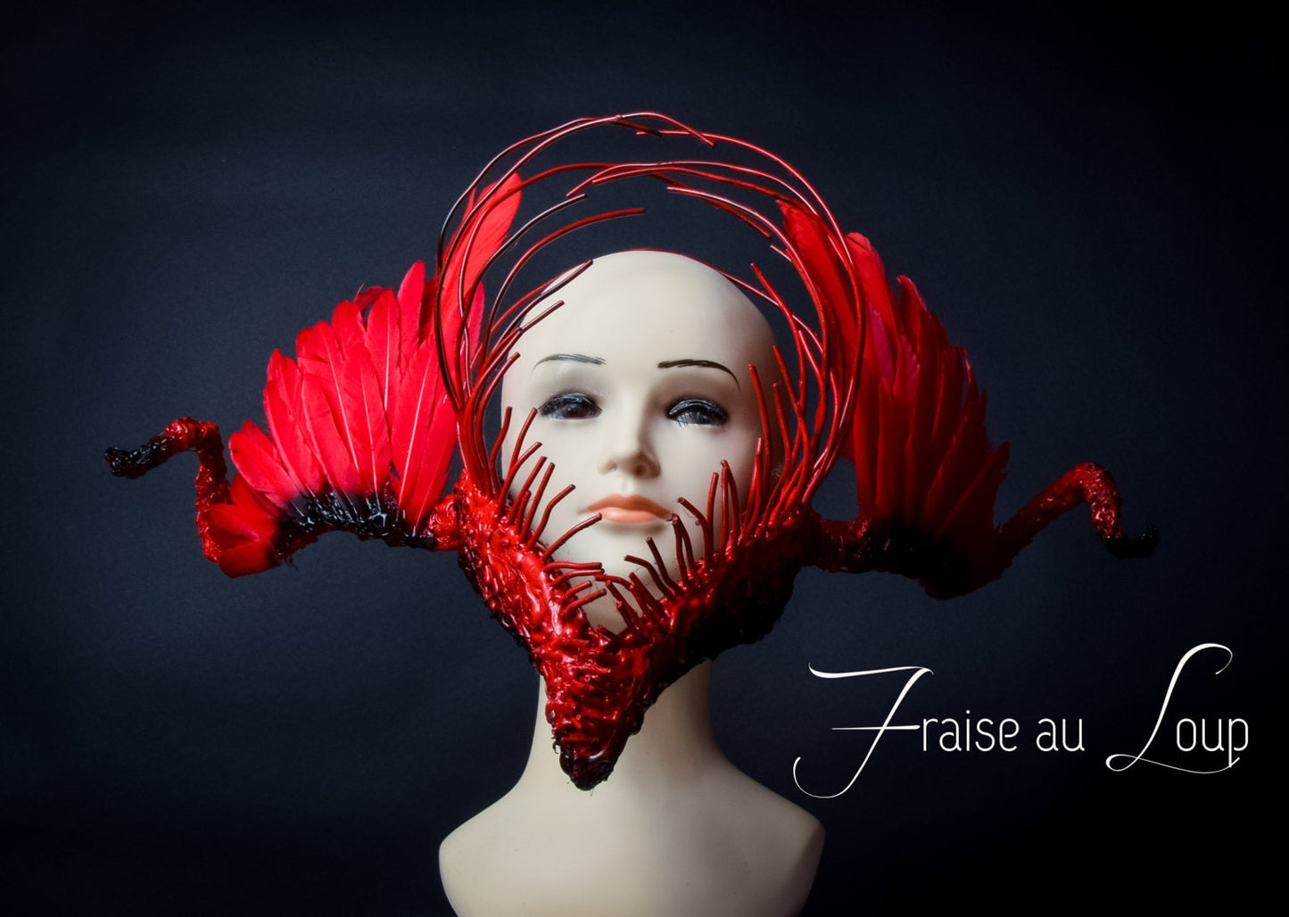 Persephone - Reine des Enfers - Headdress Fraise au Loup - Creation - Dark Beauty - ready to ship