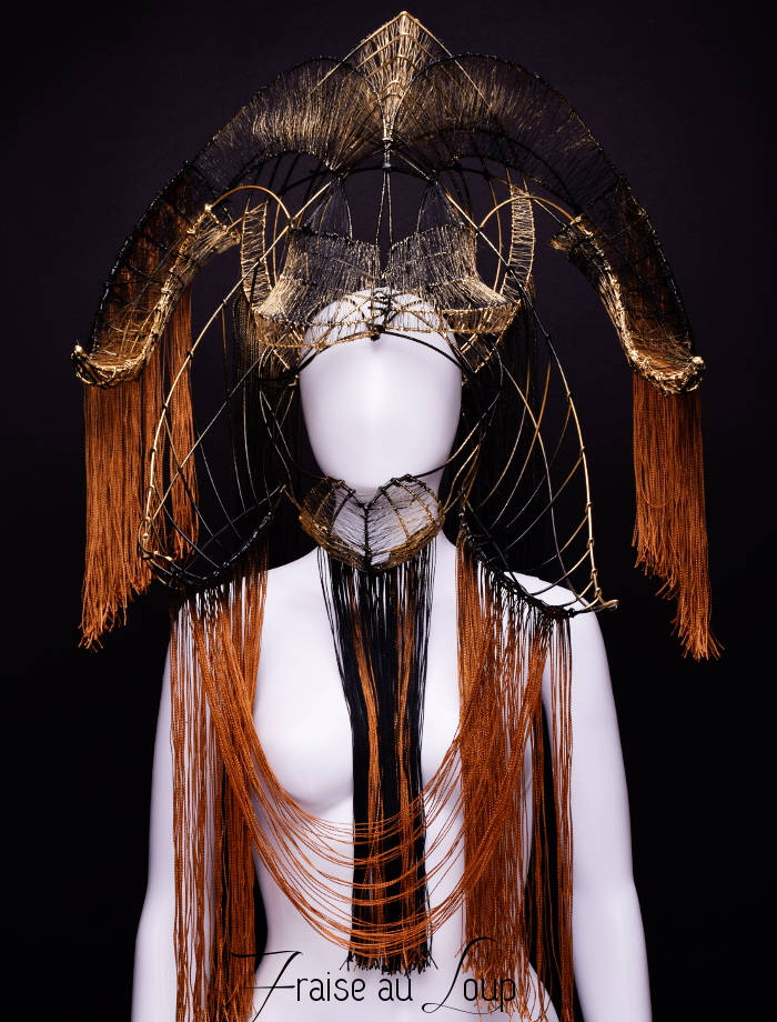 Coiffe masque Fraise au Loup - Faune - Unisexe - Evil Ange - Dark Beauty - Goth Asian Chinese Royal Cosplay