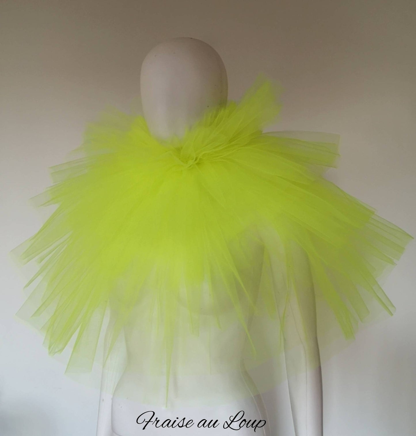 Maxi Col fraise en tulle jaune - Pierrot costume - col renaissance - clown- unisexe - burlesque