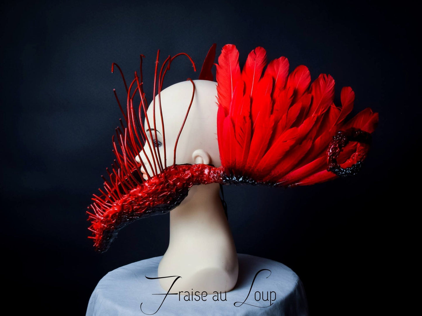 Persephone - Reine des Enfers - Headdress Fraise au Loup - Creation - Dark Beauty - ready to ship