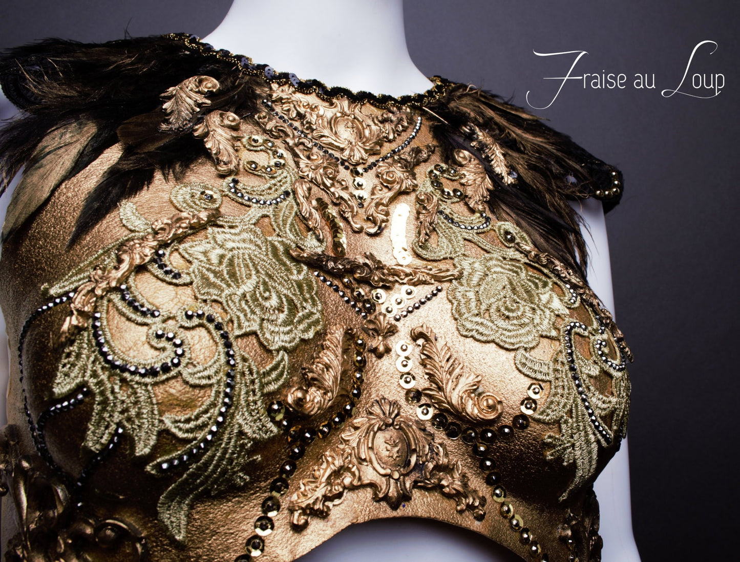 Plastron Armure Fraise au Loup Costumes - Cosplay - Royal - Gold - Breastplate - Fantasy