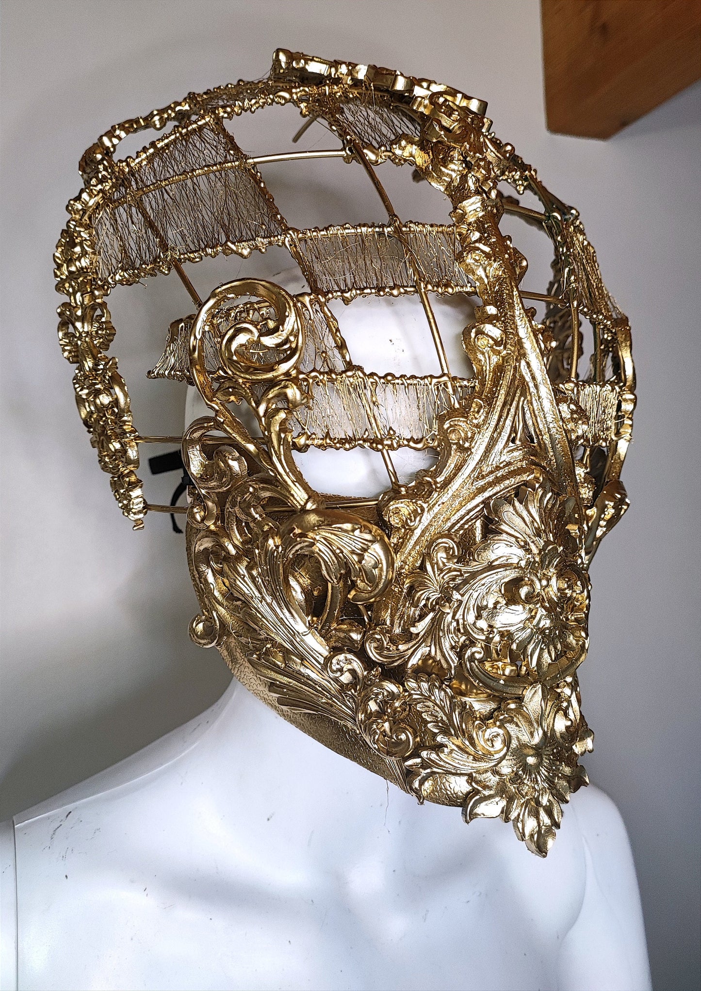 Masque cage baroque, bijou, rococo couture fashion, filigree, Baroque Fantasy Valkyrie Steampunk. Unique. Prêt à expédier
