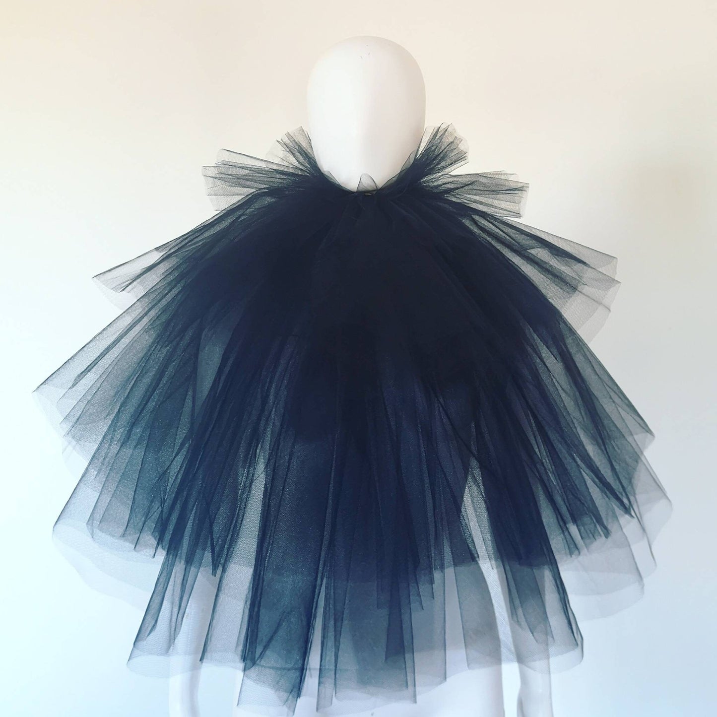Col fraise en tulle noir - Pierrot circus - elizabethan neck ruff costume - unisex - collar - coloris au choix