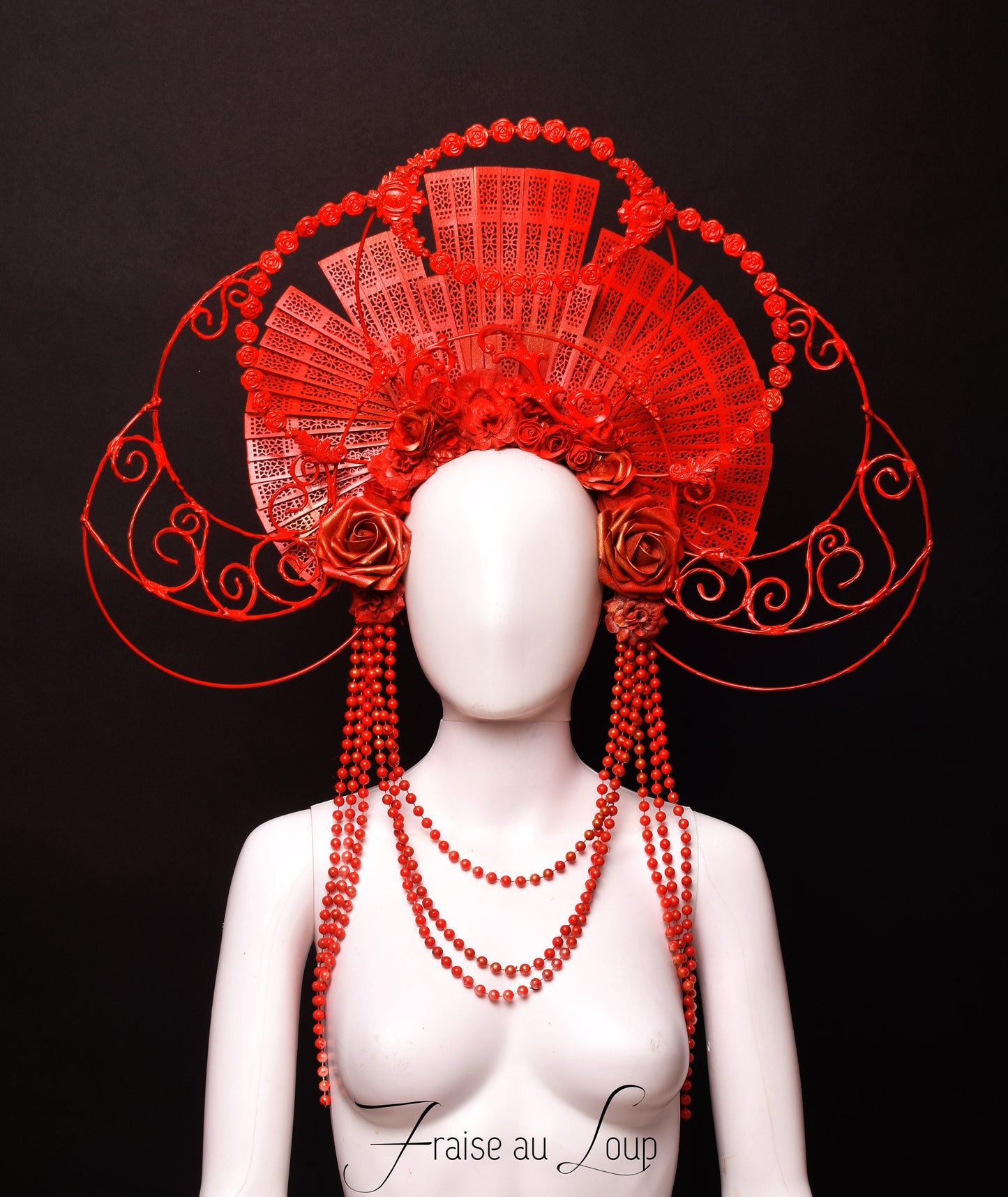 Coiffe headpiece Reine - Féérique - Beauté - Ange - Dark Beauty - Goth burning Man festival- ready to ship