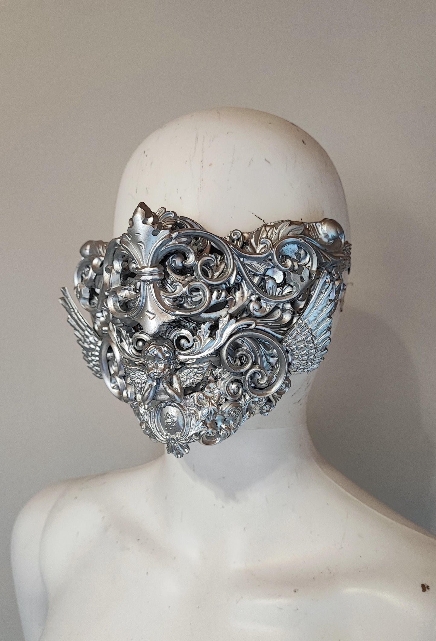 Masque baroque, bijou, rococo couture fashion, marie-antoinette, Baroque Fantasy Valkyrie Steampunk, anges