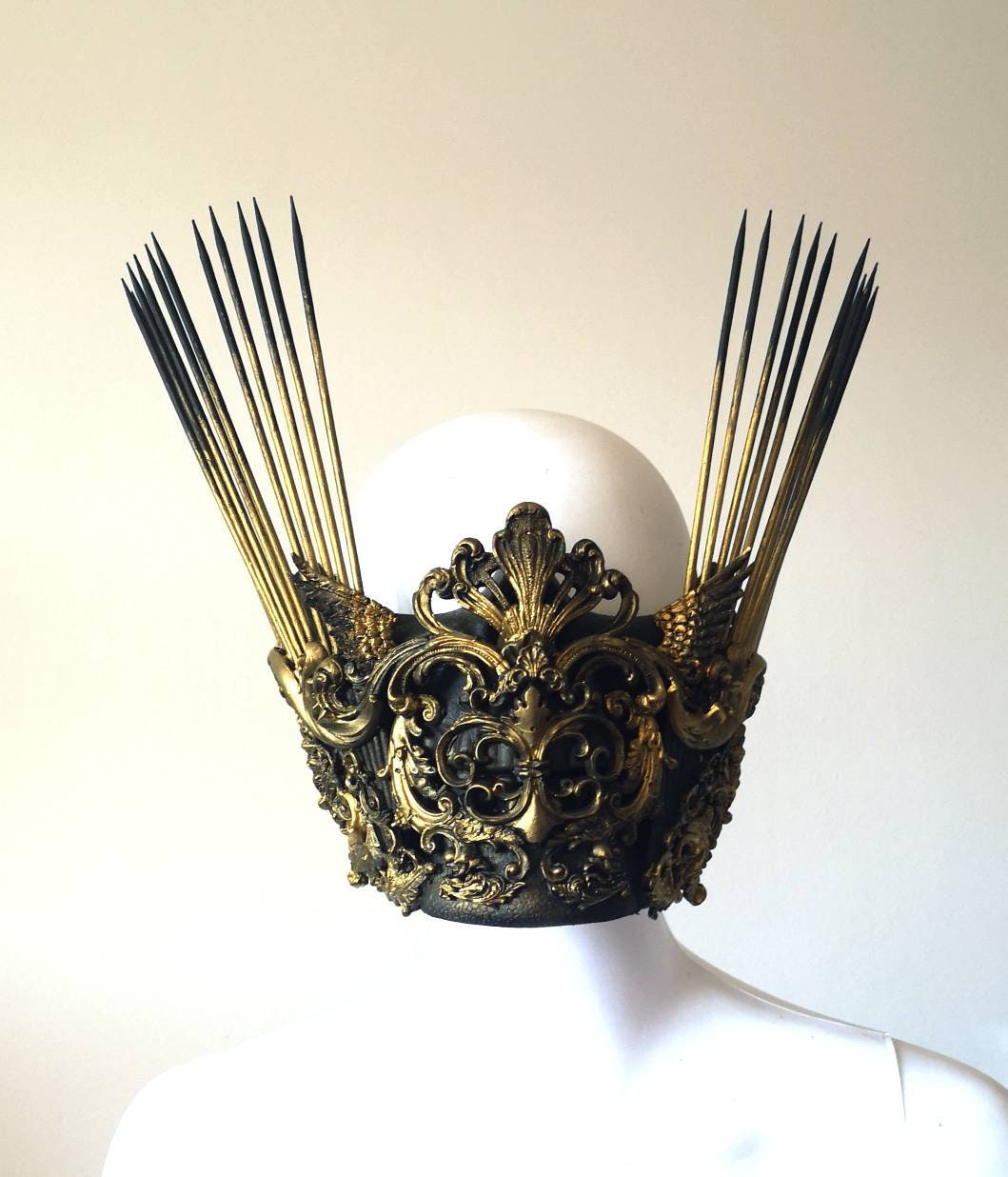 Masque baroque, bijou, rococo couture fashion, marie-antoinette, filigree, Baroque Fantasy Valkyrie Steampunk