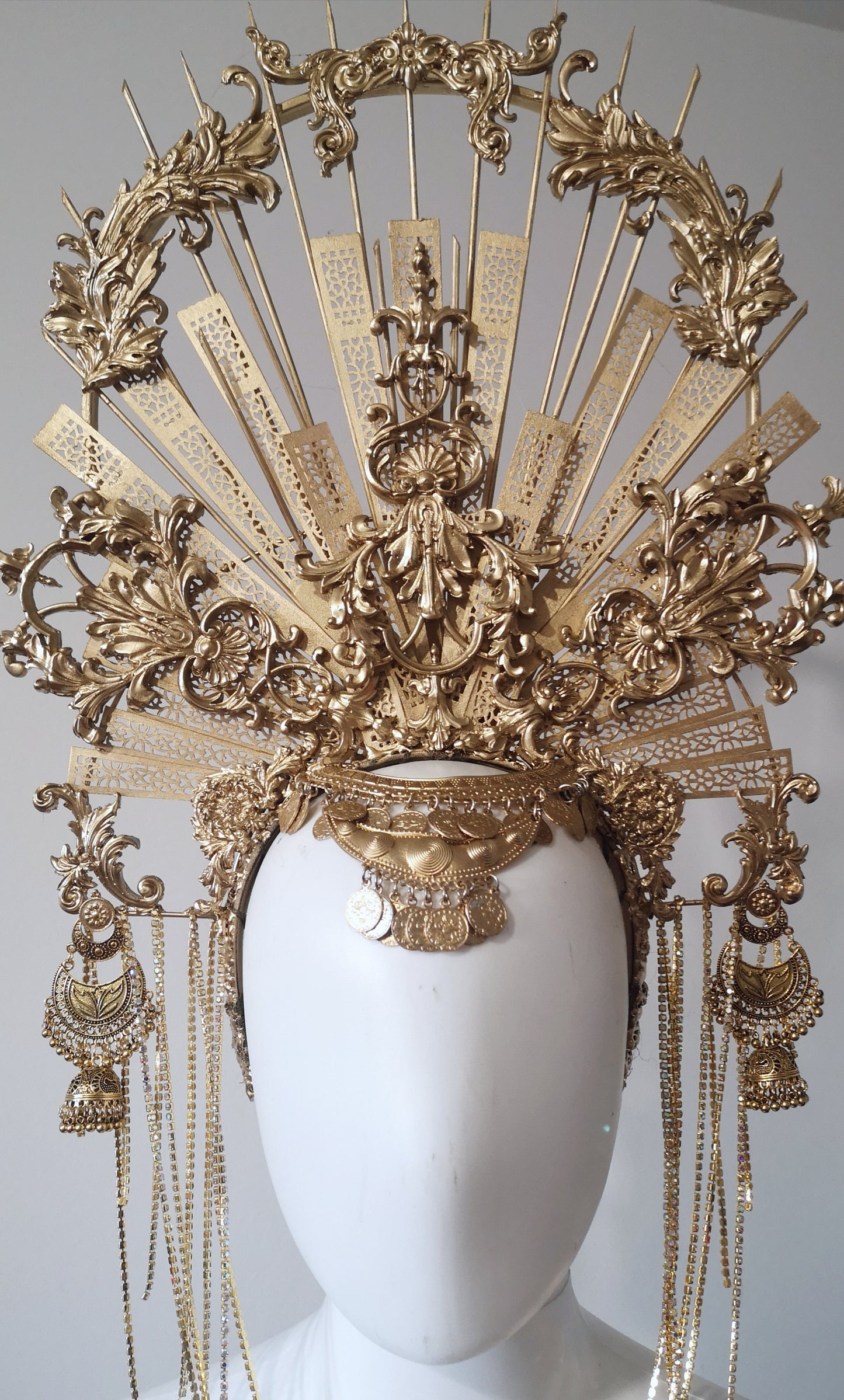 Coiffe halo couronne Céleste, Festival costume, filigranes, bijoudiadème baroque, headband - Met Gala