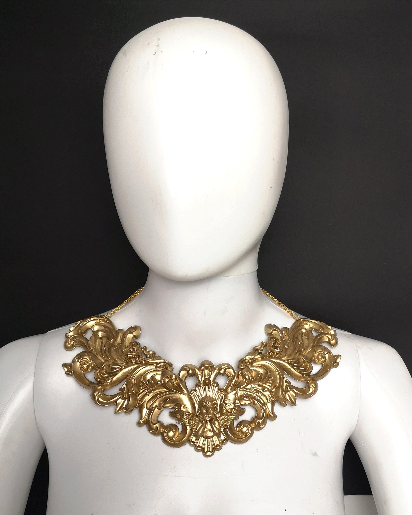 Collier Plastron or, bijou, rococo couture fashion, marie-antoinette, filigree, Baroque Fantasy Steampunk ange