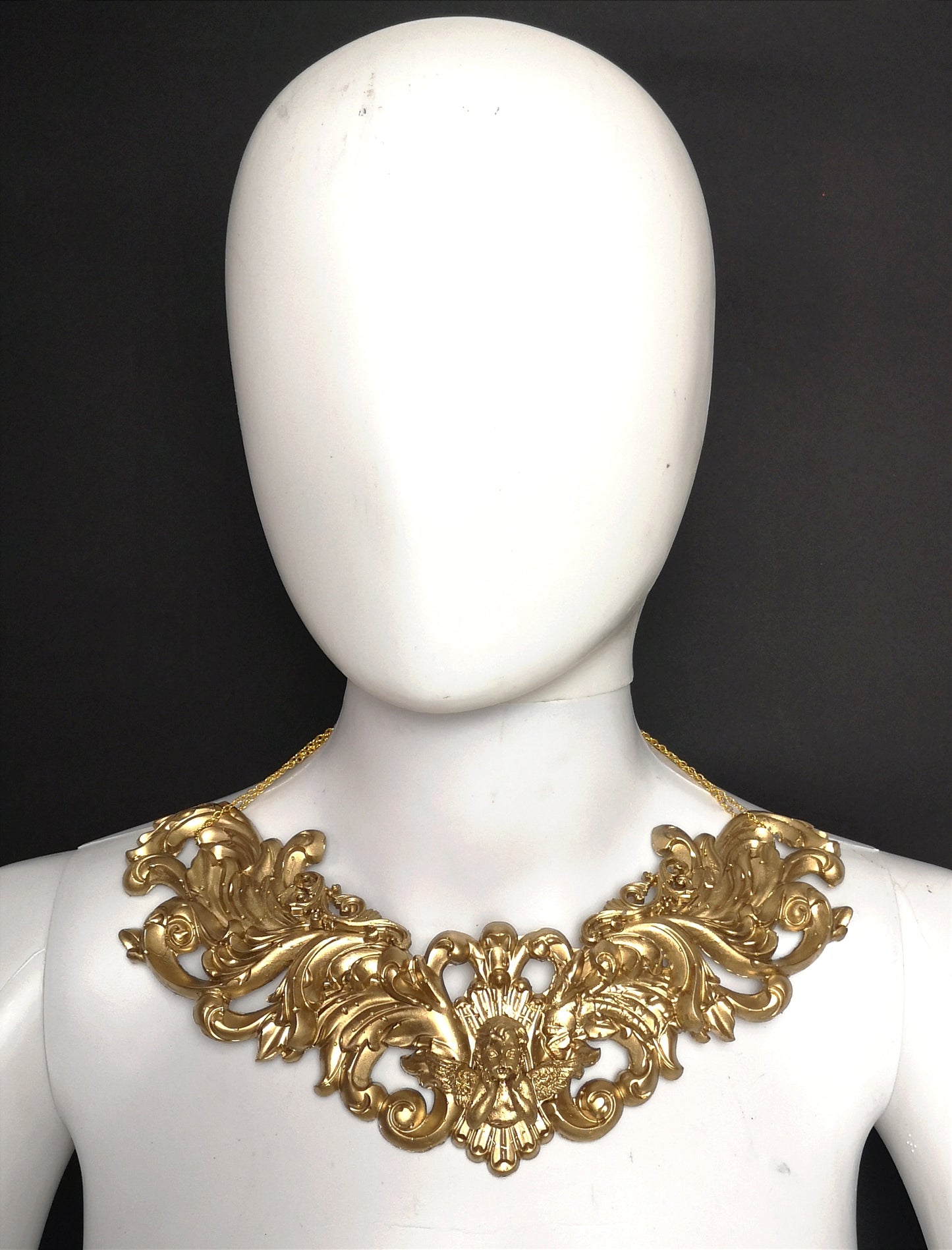 Collier Plastron or, bijou, rococo couture fashion, marie-antoinette, filigree, Baroque Fantasy Steampunk ange