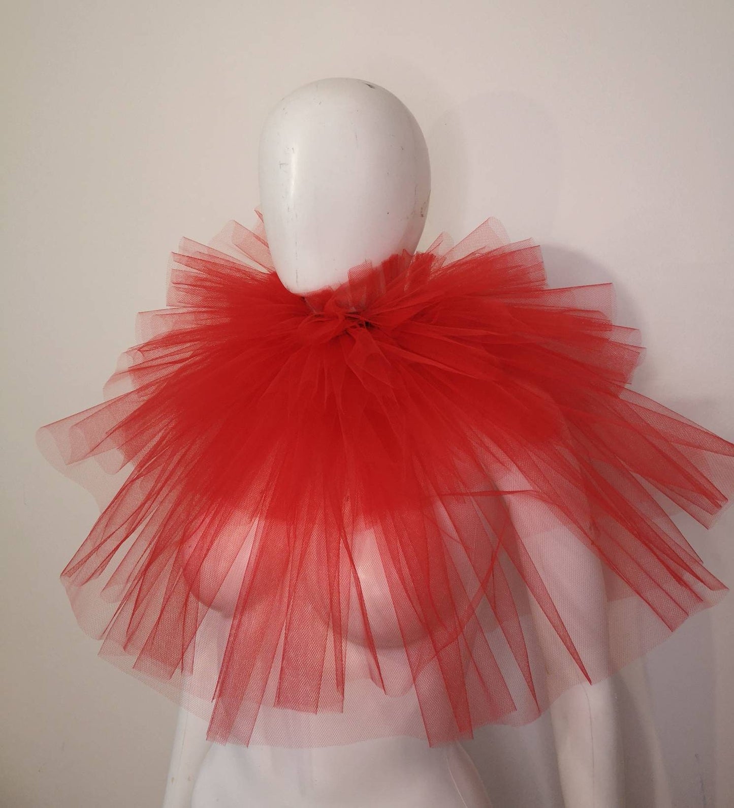 Col fraise en tulle rouge - Pierrot costume - col renaissance - clown- unisexe - burlesque passion Saint-Valentin