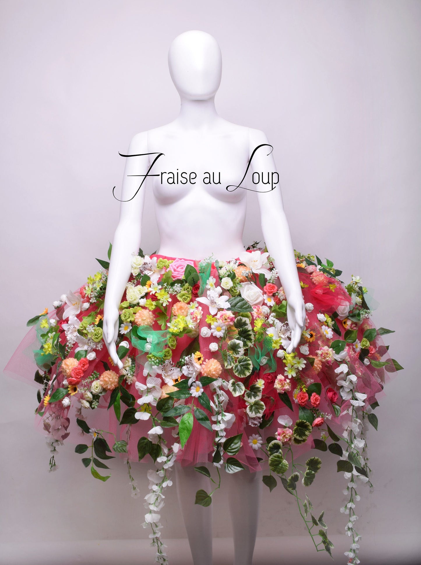 Crinoline - Jupe - Tutu Printemps - Fleurs Princesse - Fraise au Loup - Costume - Cabaret - Show - Fééerie- Fairytale