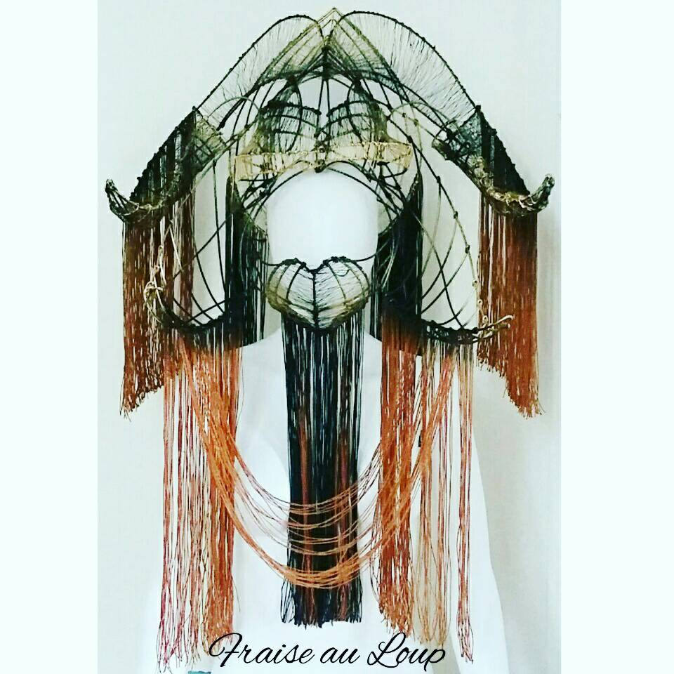Coiffe masque Fraise au Loup - Faune - Unisexe - Evil Ange - Dark Beauty - Goth Asian Chinese Royal Cosplay