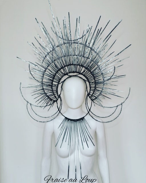 Coiffe headpiece Reine - Féérique - Beauté - cyber futuristic- Dark Beauty - Goth burning Man festival