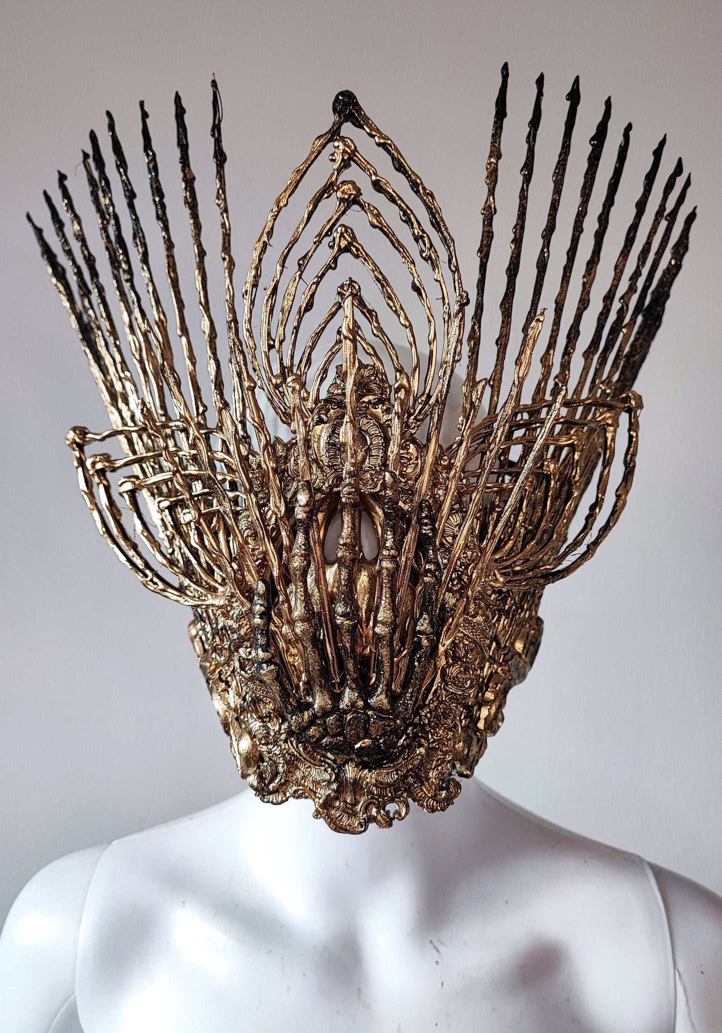Masque baroque, bijou, rococo couture fashion, filigree, Baroque Fantasy Valkyrie Steampunk, squelette