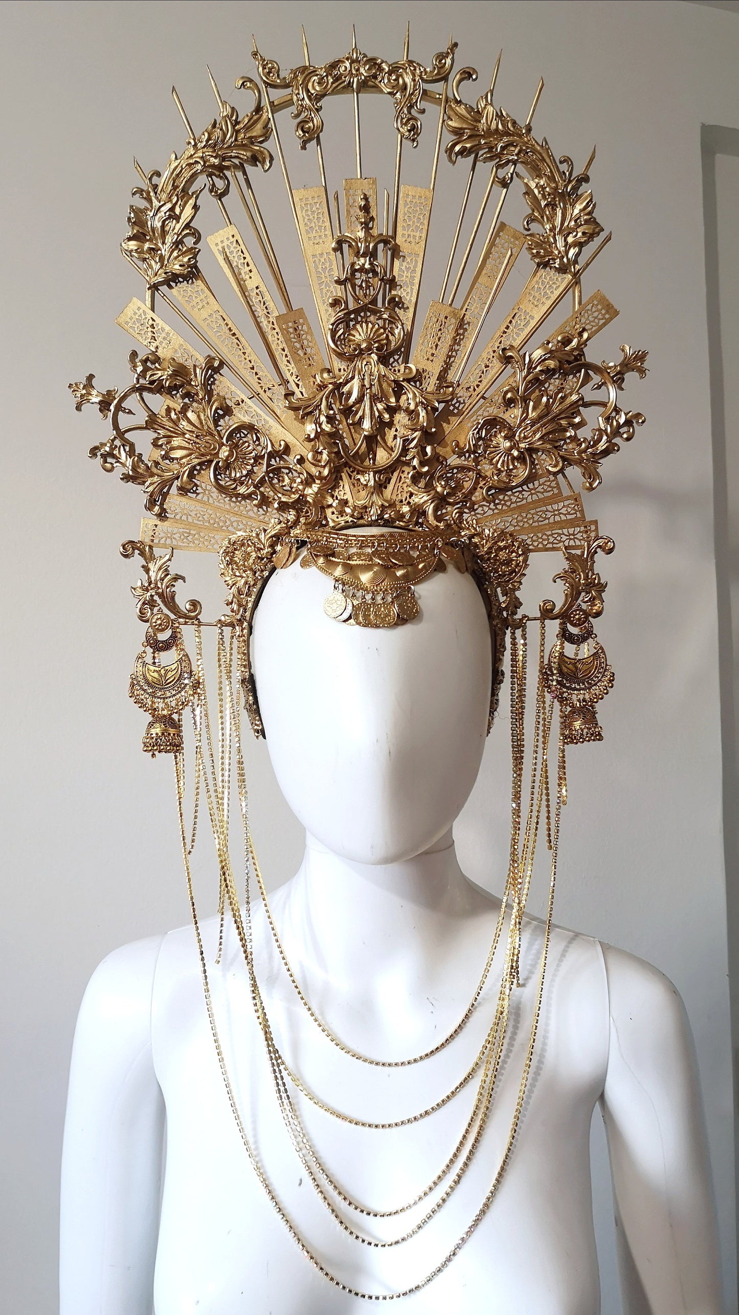 Coiffe halo couronne Céleste, Festival costume, filigranes, bijoudiadème baroque, headband - Met Gala