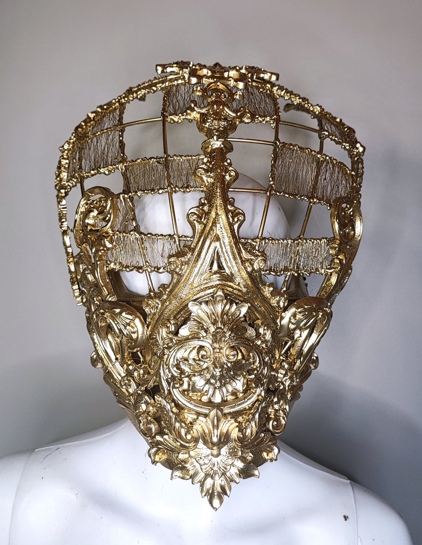 Masque cage baroque, bijou, rococo couture fashion, filigree, Baroque Fantasy Valkyrie Steampunk. Unique. Prêt à expédier