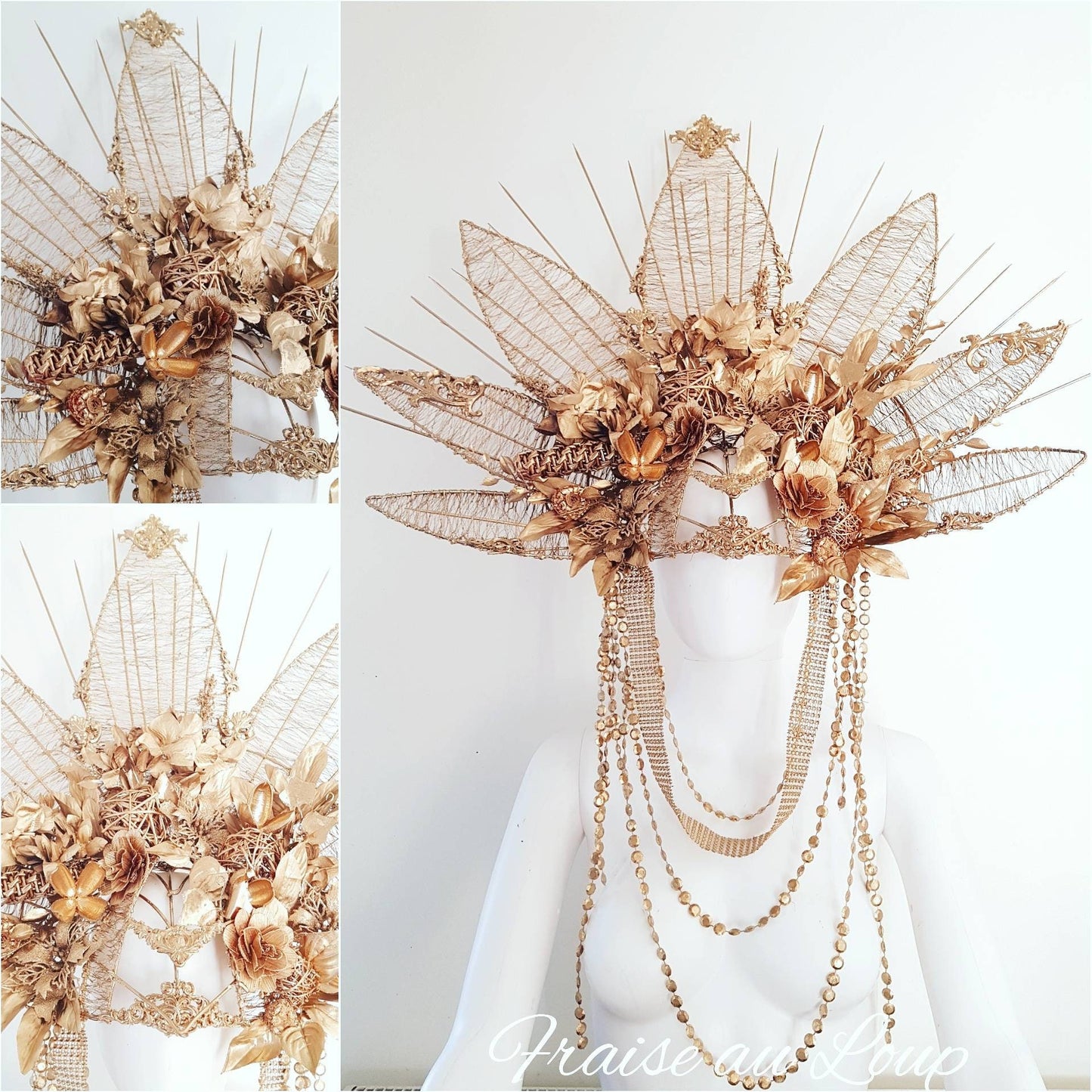 Vénus - headpiece - Coiffe majestueuse "Fraise au Loup" - Reine - Couronne - Luxe - Couture - Paris - Crown