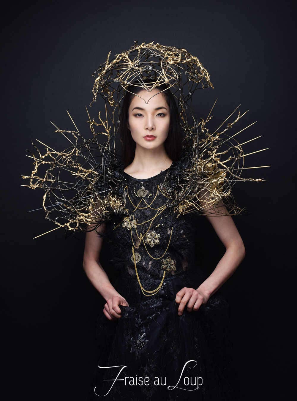 Cage Royal Fantaisie - Cou Col - Reine Maléfique - Unisexe - Dark Beauty - Costume -Headdress - Gala Bal Festival - Fait sur commande
