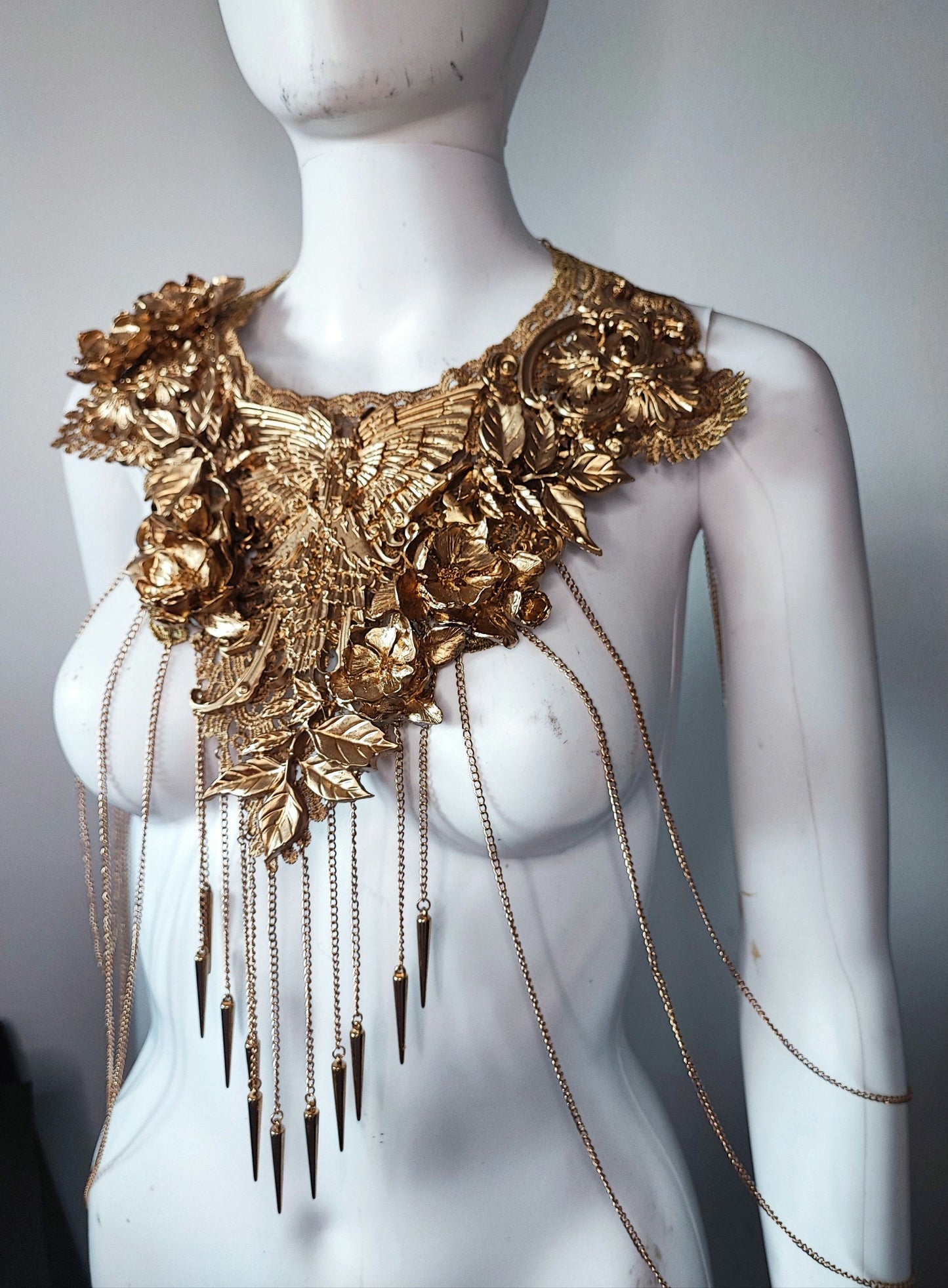 Collier Plastron Dentelle bijou Filigranes Fée baroques et fleurs - Prêt à expédier