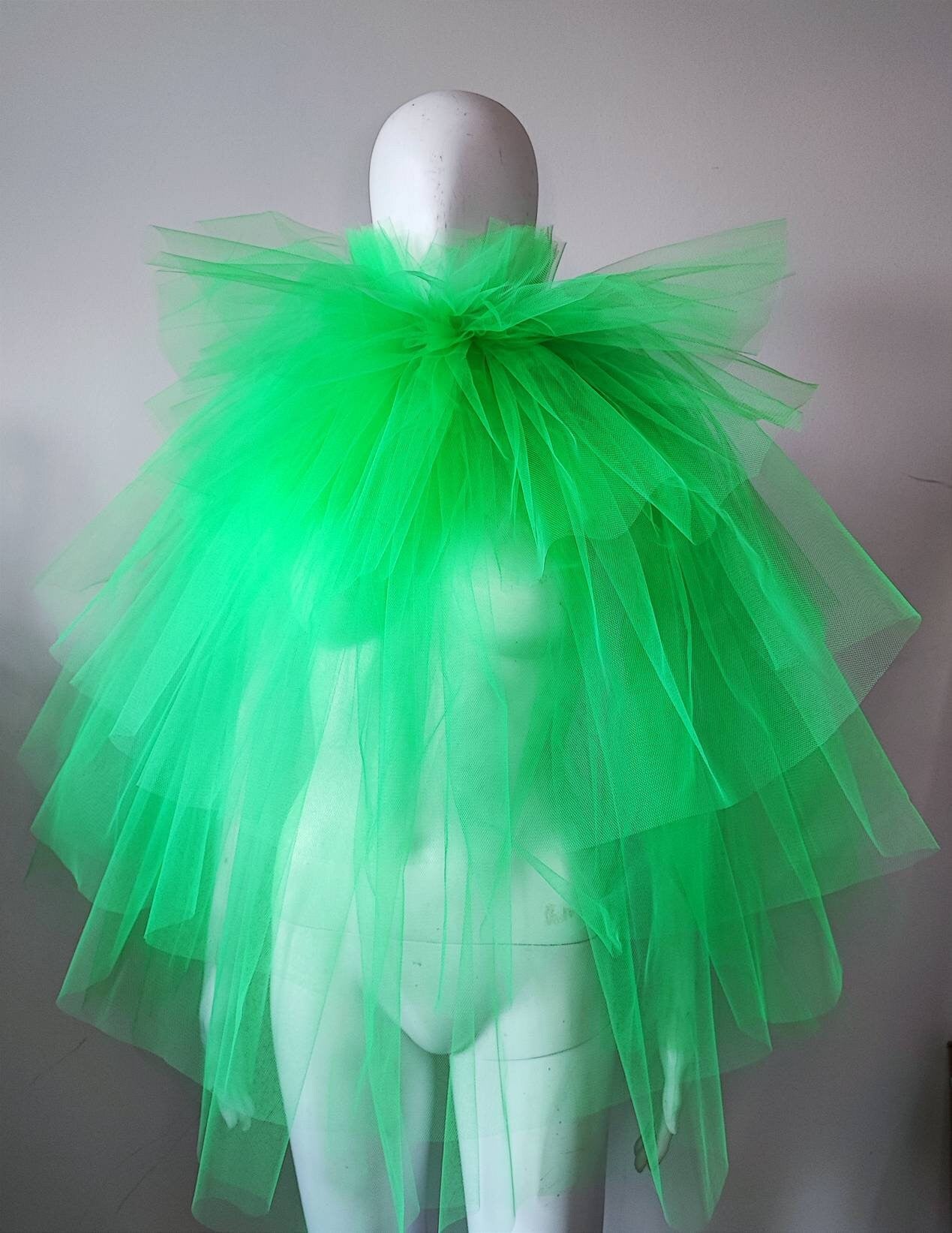 Col fraise en tulle vert- Pierrot circus - elizabethan neck ruff costume collar - cape romantique Burlesque Cabaret