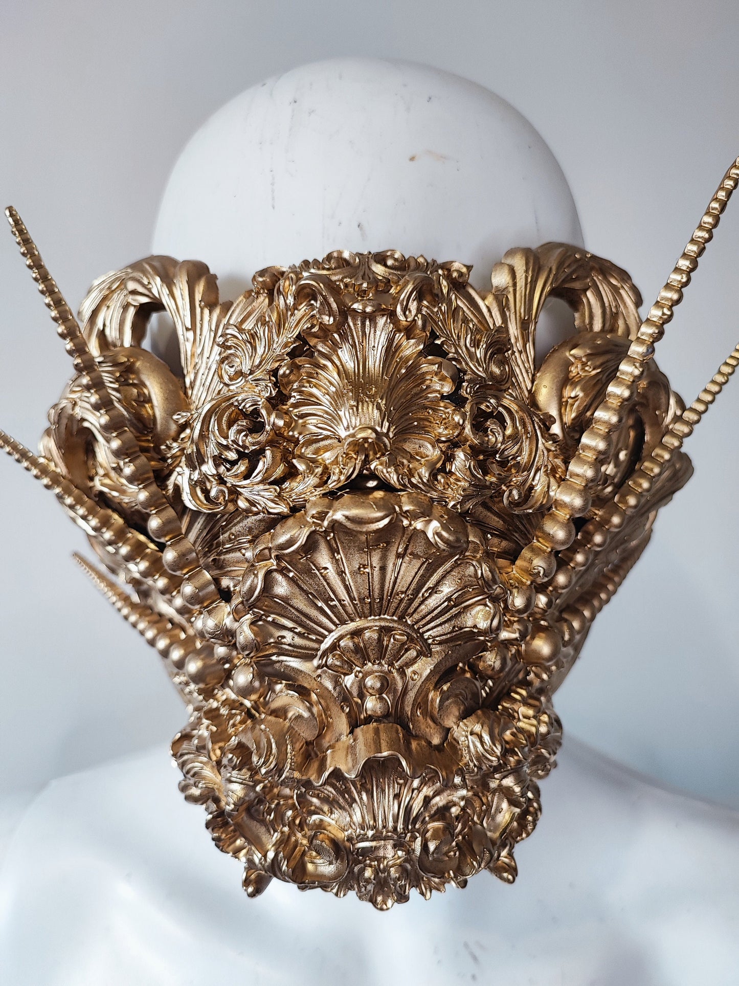 Masque baroque, bijou, rococo couture fashion, filigree, Baroque Fantasy Valkyrie Steampunk. Ready to ship