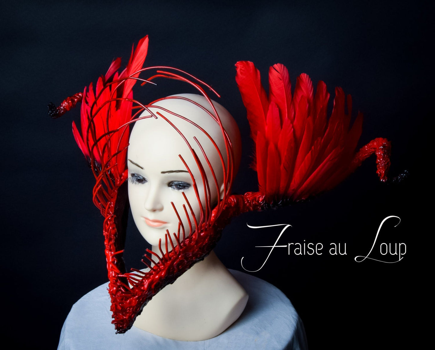 Persephone - Reine des Enfers - Headdress Fraise au Loup - Creation - Dark Beauty - ready to ship