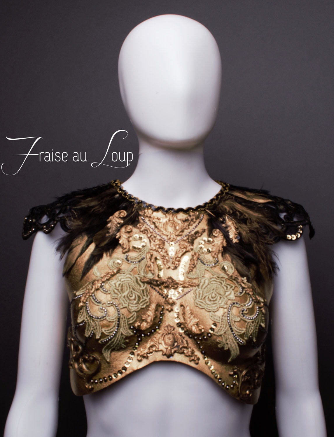Plastron Armure Fraise au Loup Costumes - Cosplay - Royal - Gold - Breastplate - Fantasy