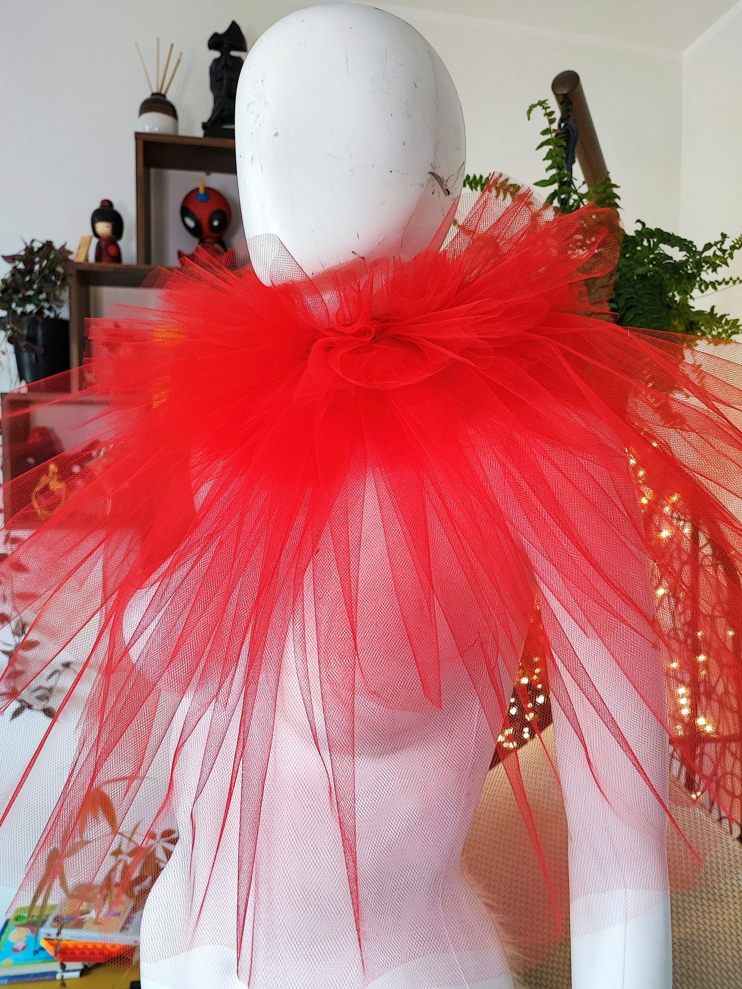 Col fraise en tulle rouge - Pierrot costume - col renaissance - clown- unisexe - burlesque passion Saint-Valentin