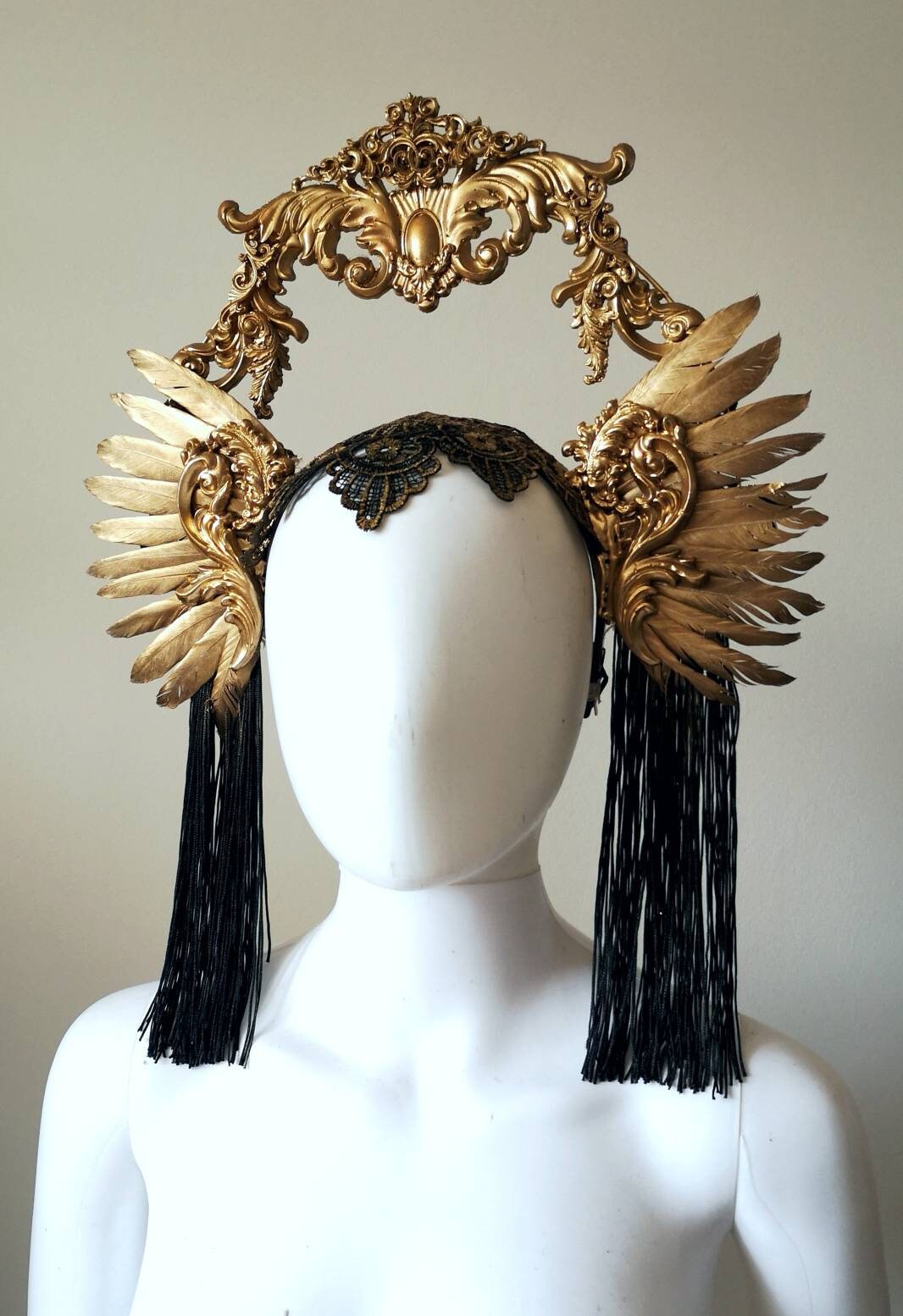 Headpiece couronne Coiffe Couronne fraise au Loup -Costume - White Swan - Cygne - Valkyrie