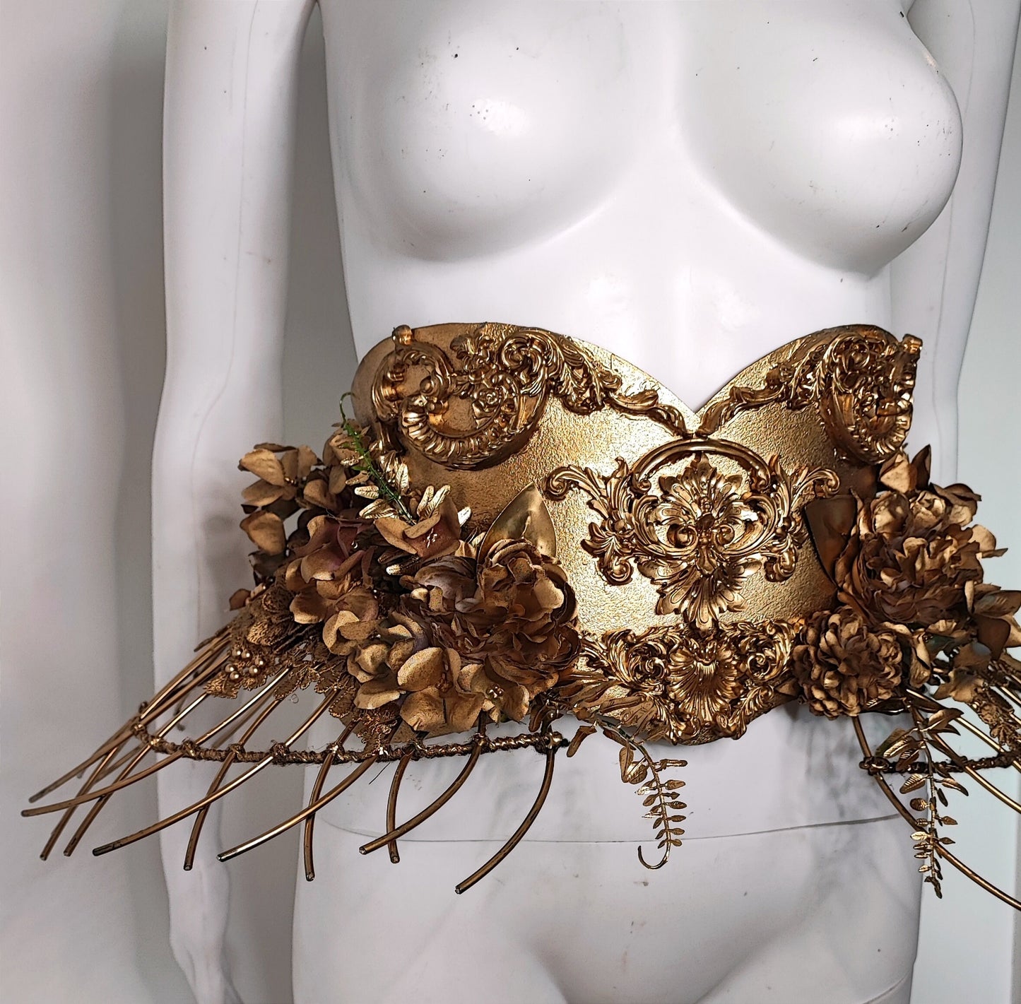 Ceinture Armure Fraise au Loup Costumes - corset Cosplay - Royal - Gold fleuri - Fantasy