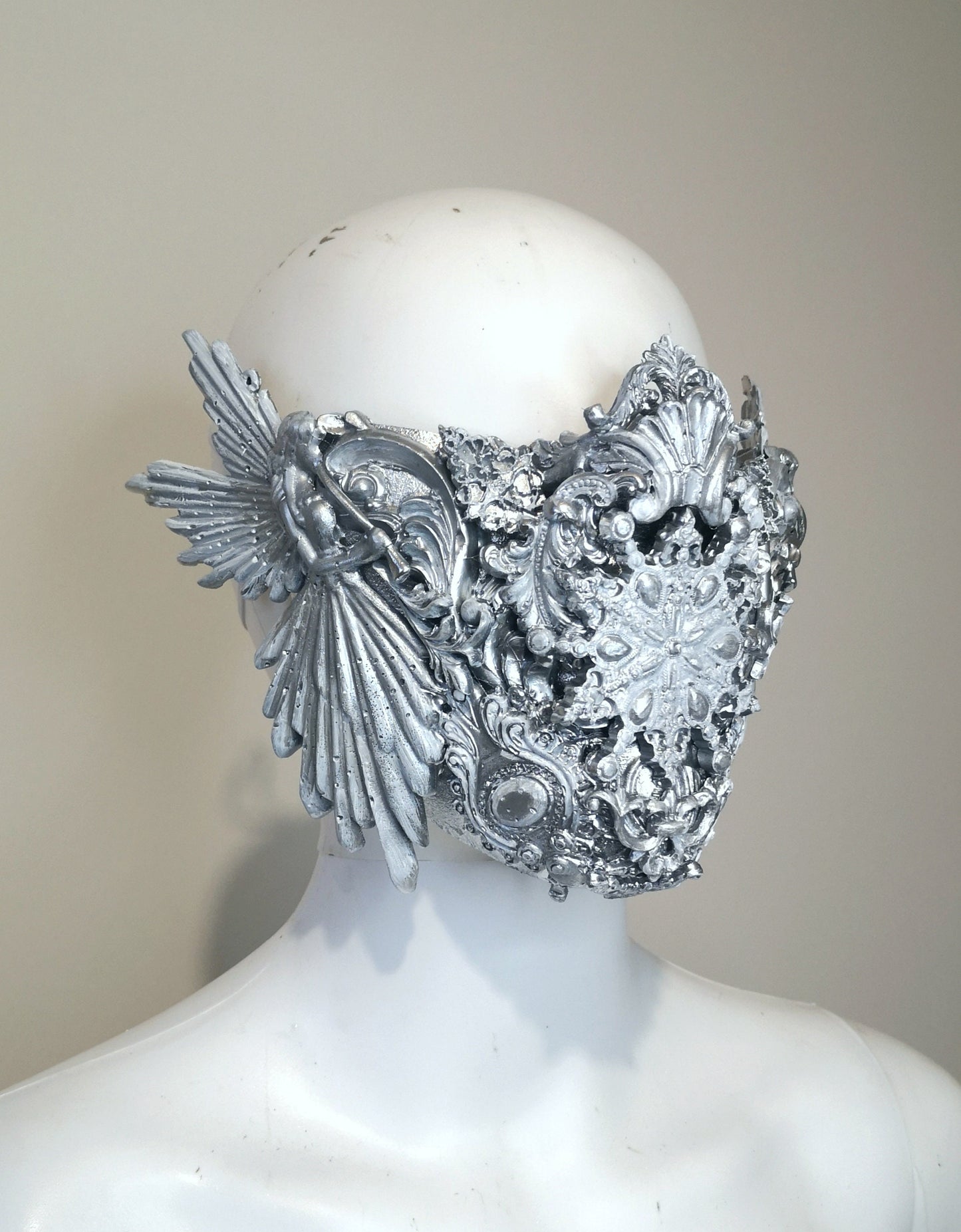 Masque baroque, Frozen, reine des glaces, bijou, rococo couture fashion, marie-antoinette, Baroque Fantasy Valkyrie Steampunk