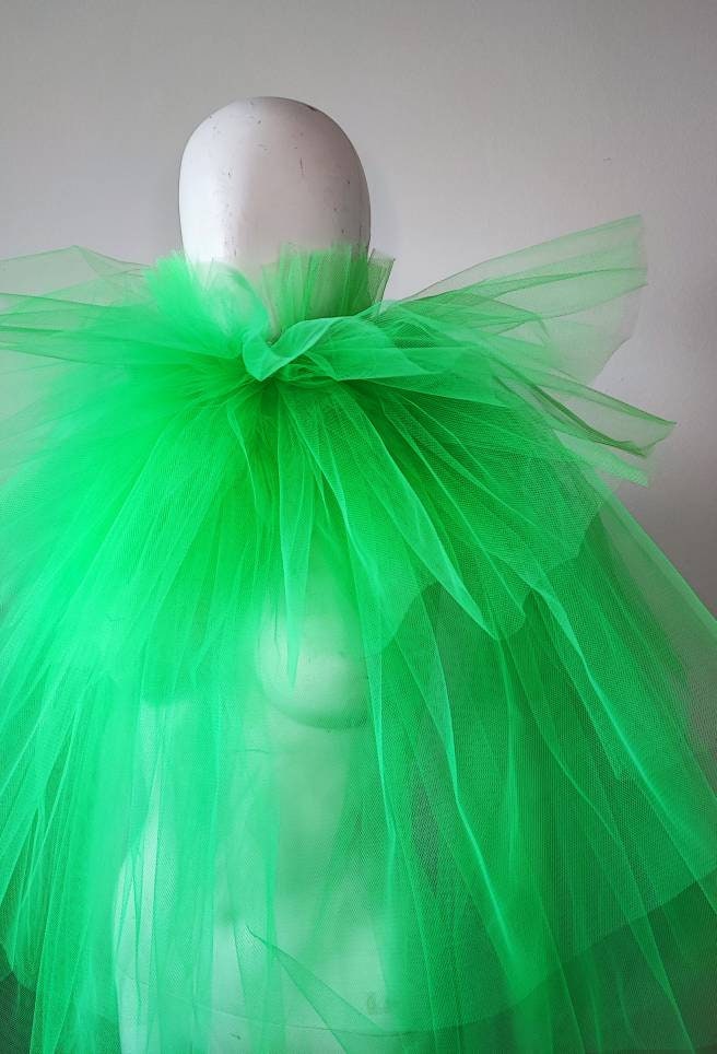 Col fraise en tulle vert- Pierrot circus - elizabethan neck ruff costume collar - cape romantique Burlesque Cabaret