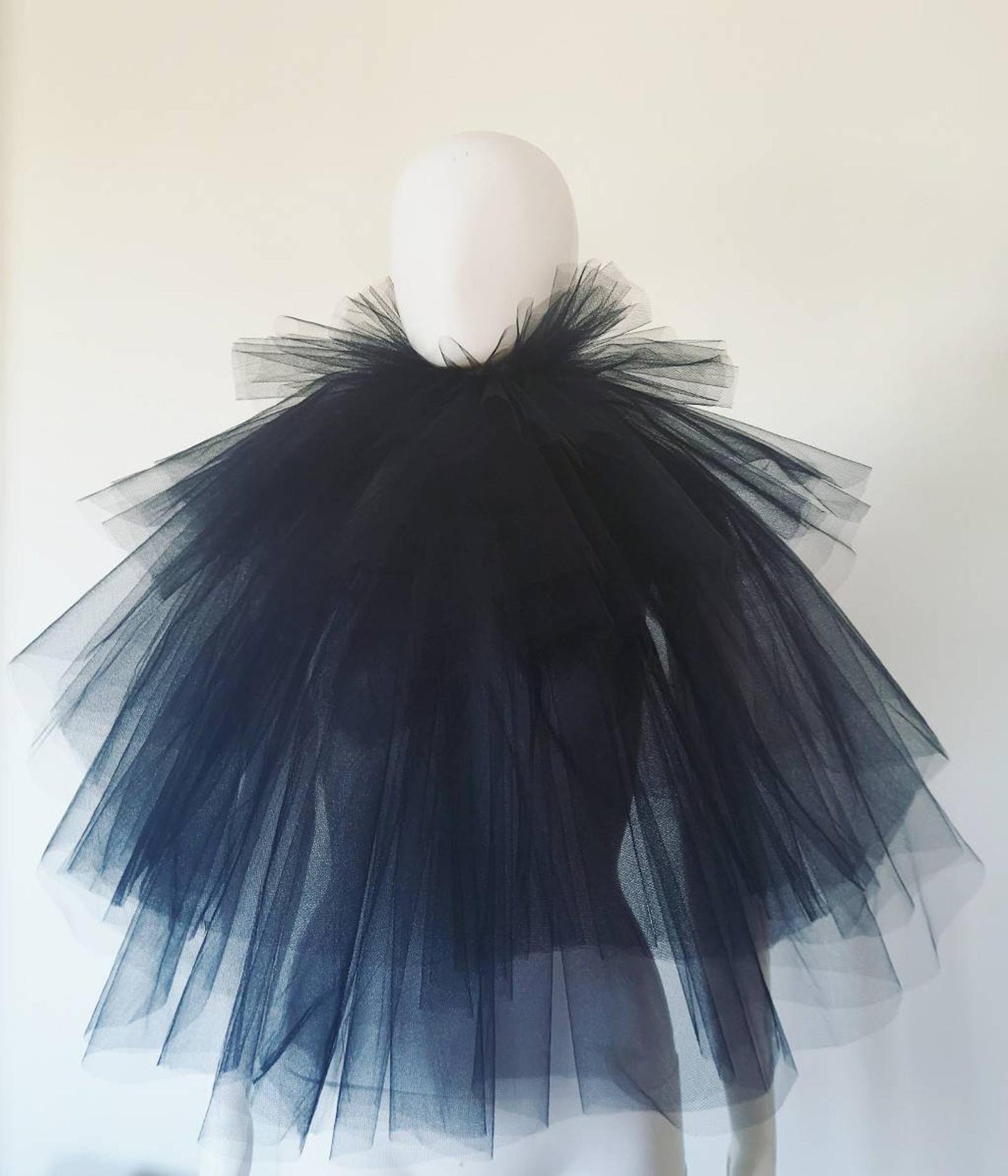 Col fraise en tulle noir - Pierrot circus - elizabethan neck ruff costume - unisex - collar - coloris au choix