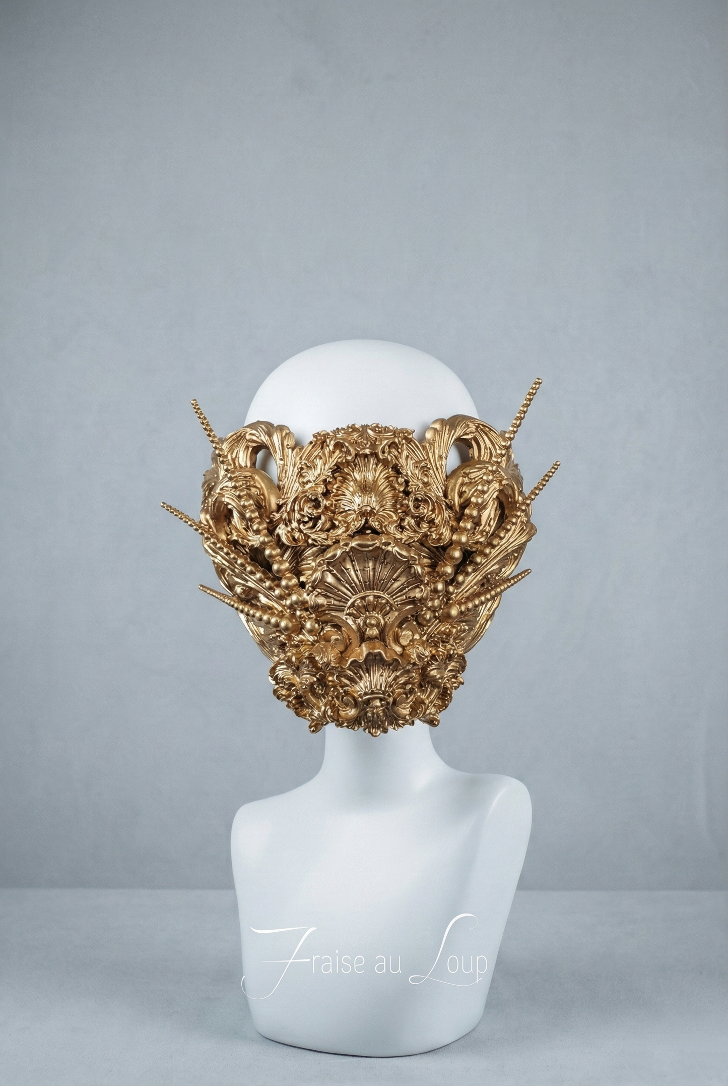 Masque baroque, bijou, rococo couture fashion, filigree, Baroque Fantasy Valkyrie Steampunk. Ready to ship