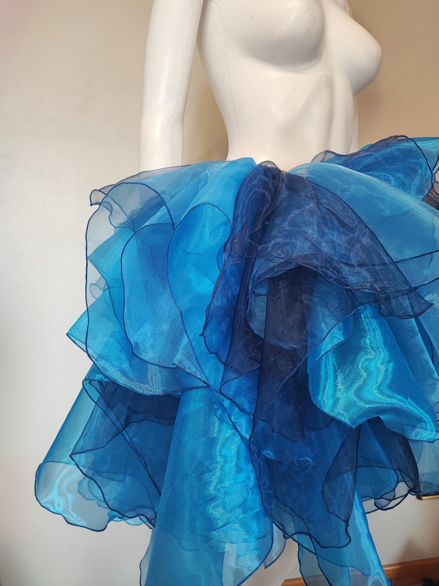 jupe volants - tutu - organza bleu