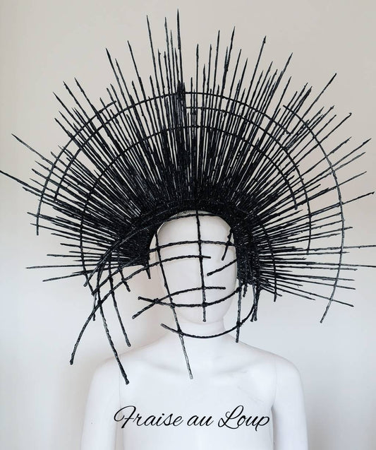 Coiffe Halloween headpiece Reine - Féérique - Beauté - Ange - Dark Beauty - Goth burning Man festival