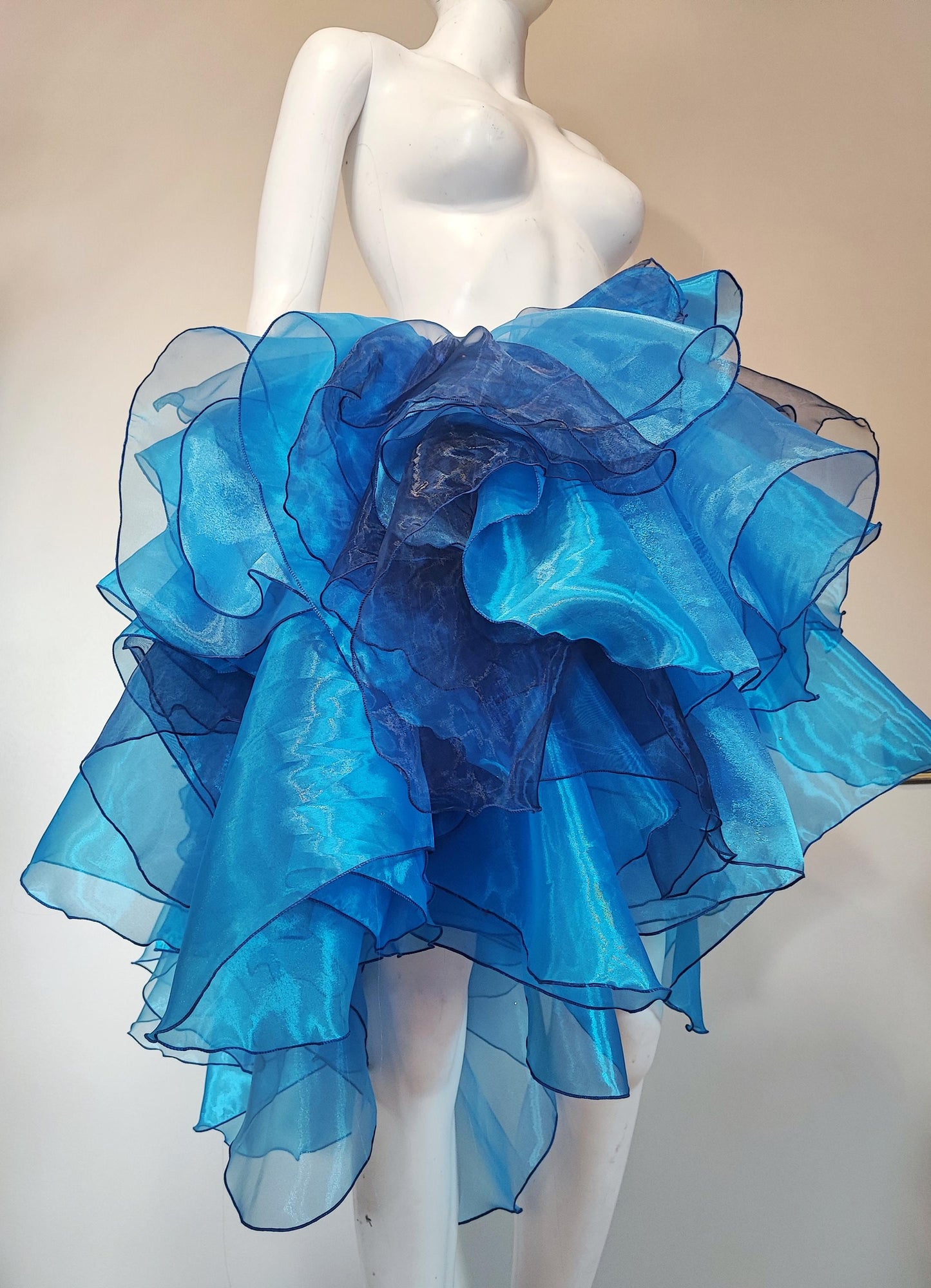 jupe volants - tutu - organza bleu